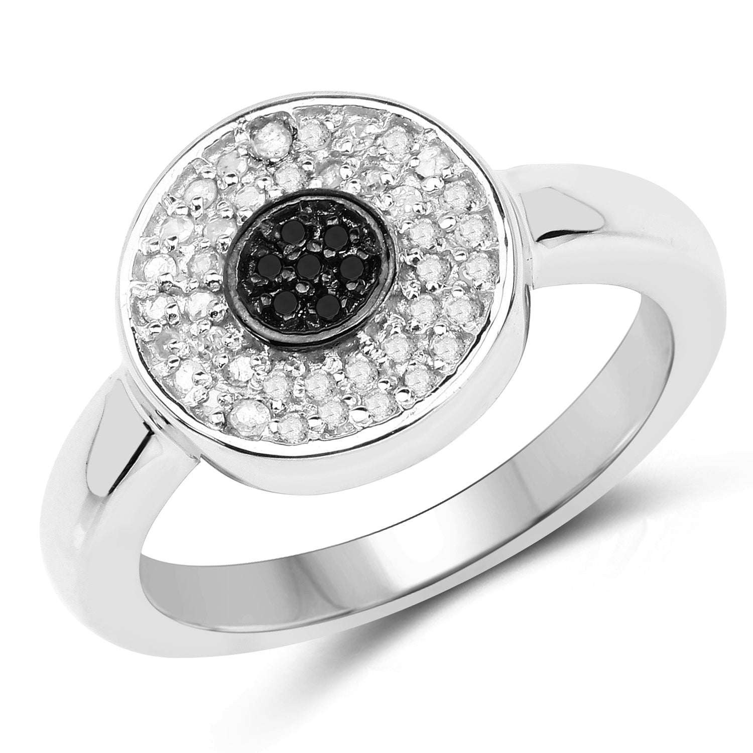 0.20 Carat Genuine Black Diamond and White Diamond .925 Sterling Silver Ring on sale at MyriadMart