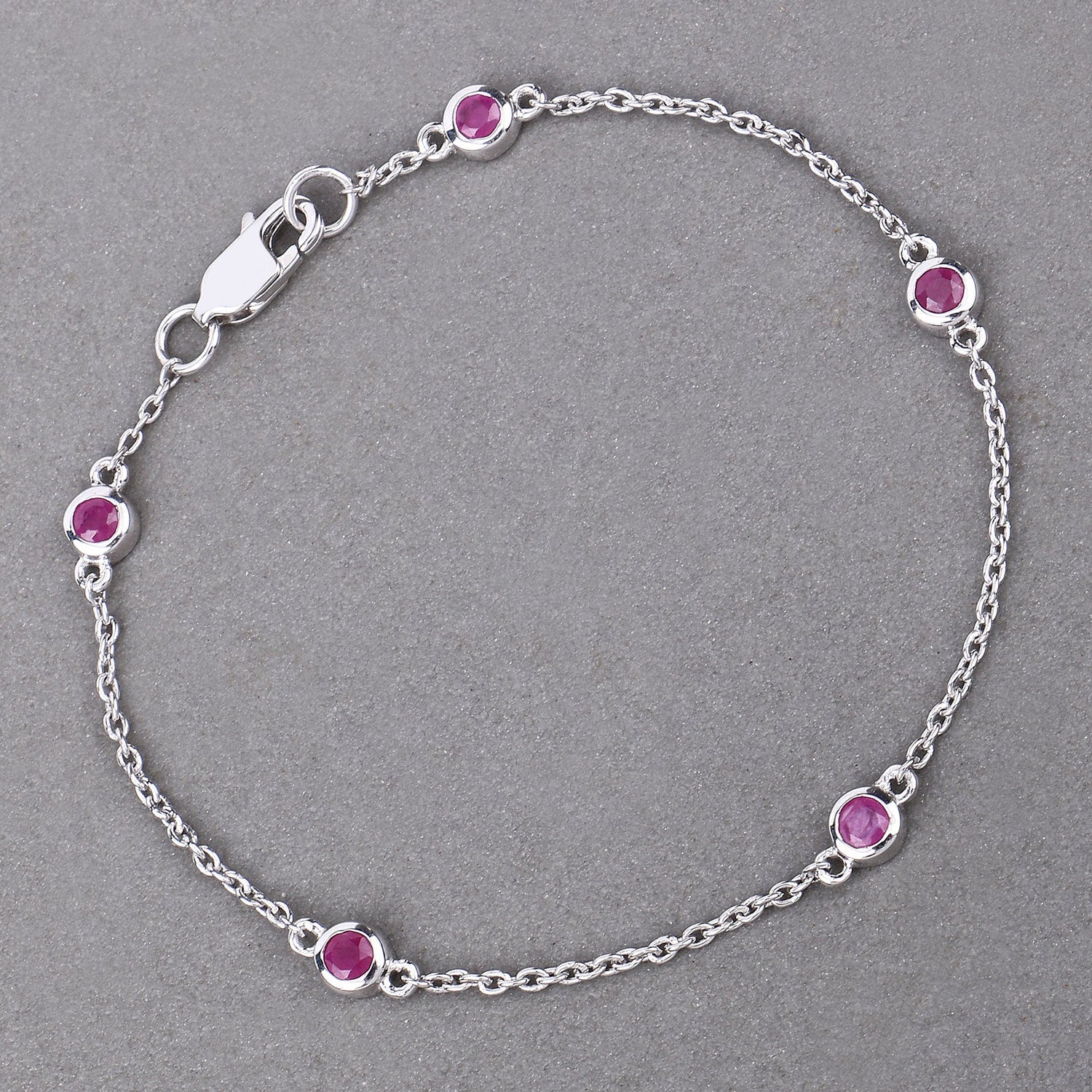 0.65 Carat Genuine Ruby .925 Sterling Silver Bracelet on sale at MyriadMart