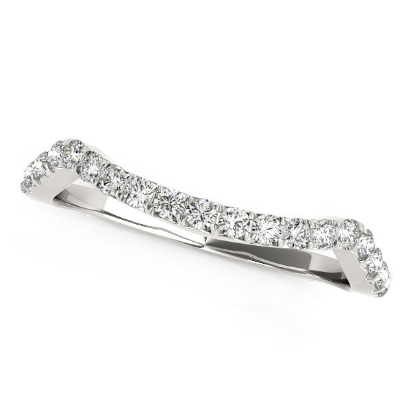 14k White Gold Modern Curvy Design Diamond Wedding Band 1/5 cttw on sale at MyriadMart