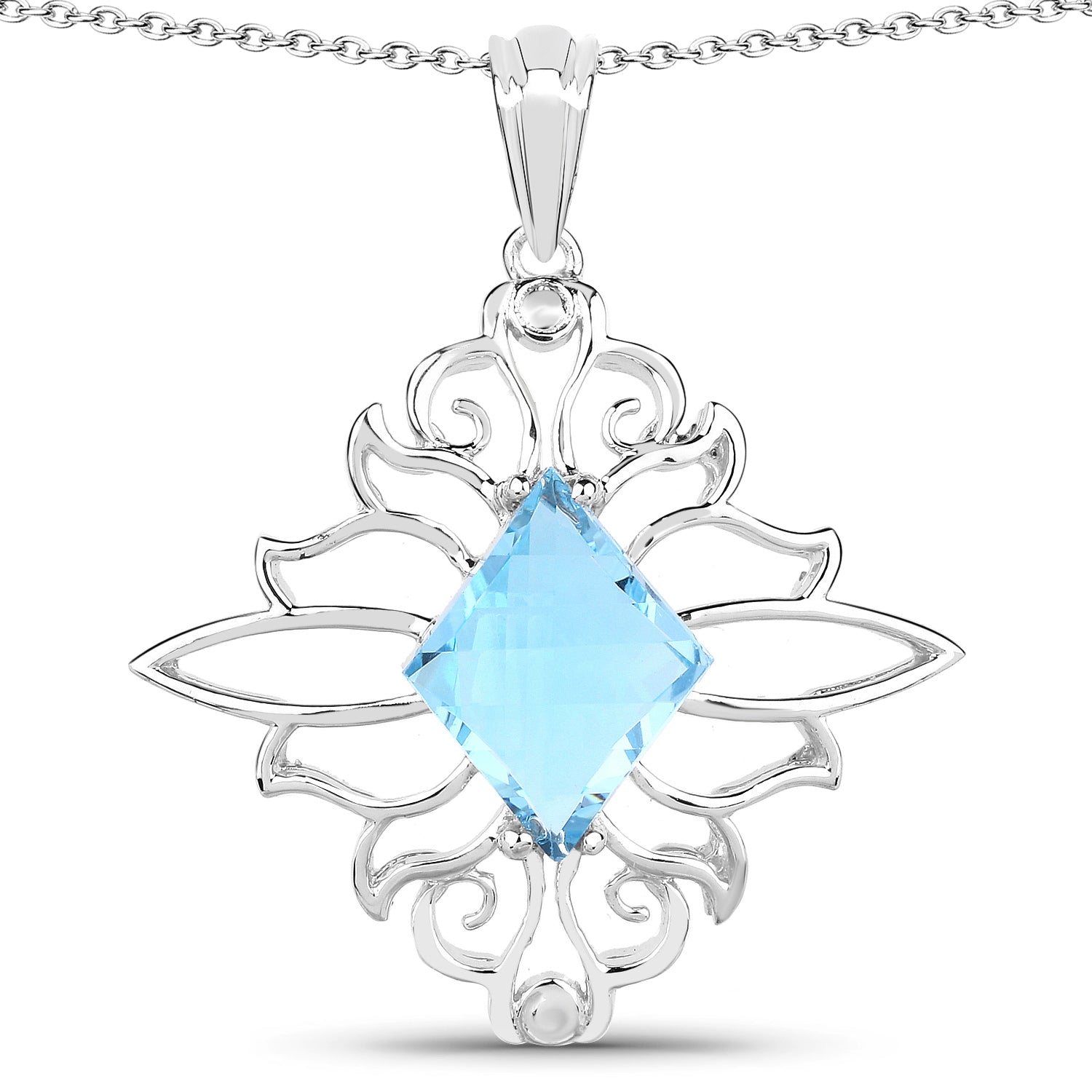 5.15 Carat Genuine Swiss Blue Topaz .925 Sterling Silver Pendant on sale at MyriadMart