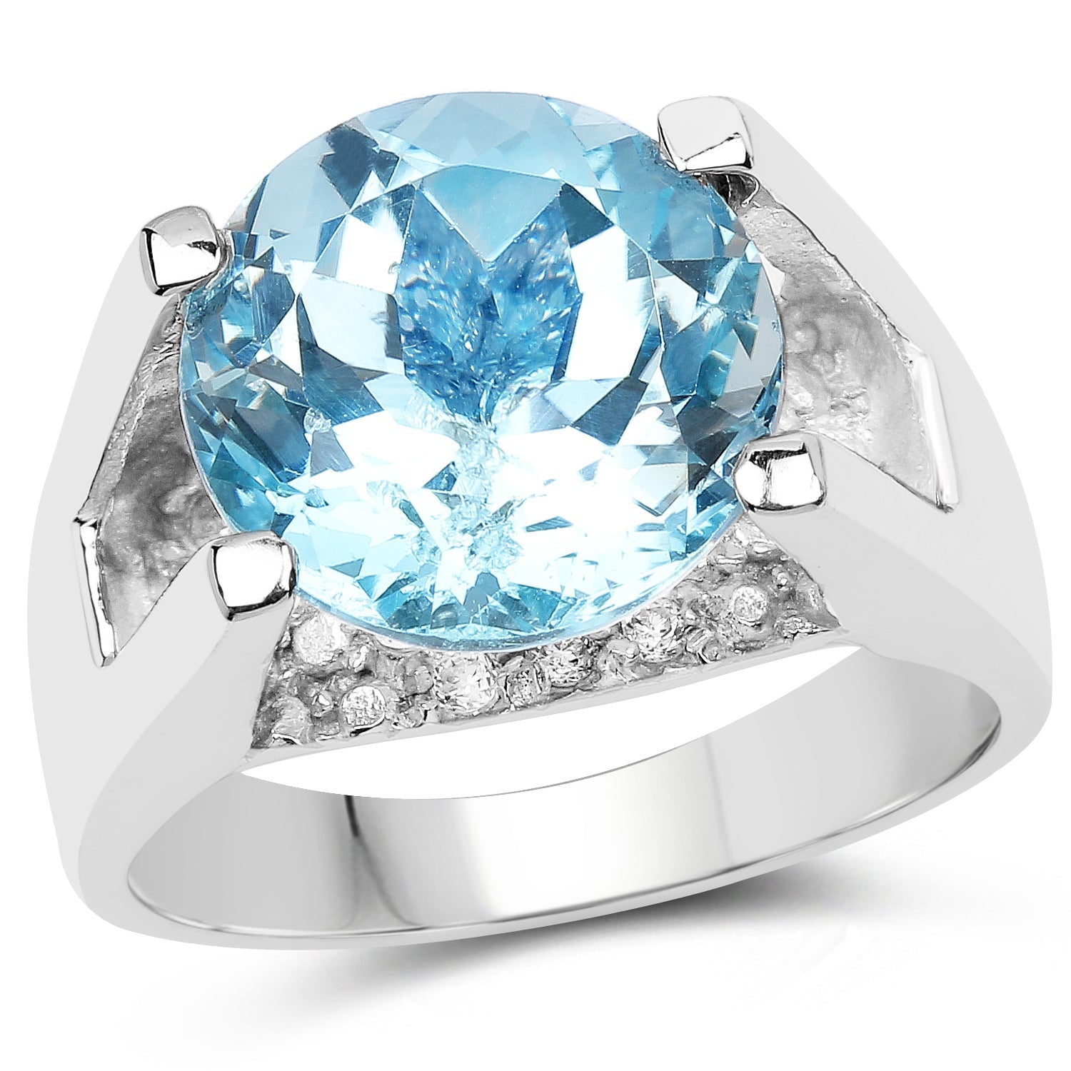 7.21 Carat Genuine Blue Topaz and White Cubic Zirconia .925 Sterling Silver Ring on sale at MyriadMart