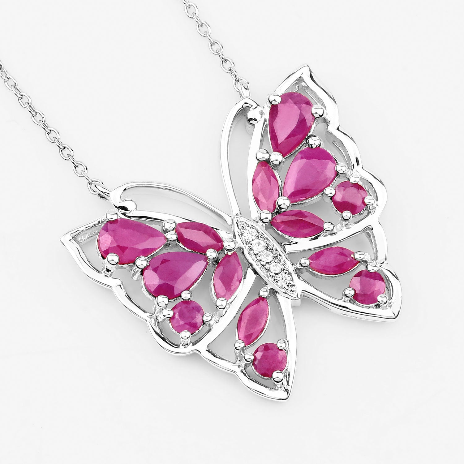 2.88 Carat Genuine Ruby and White Zircon .925 Sterling Silver Necklace on sale at MyriadMart