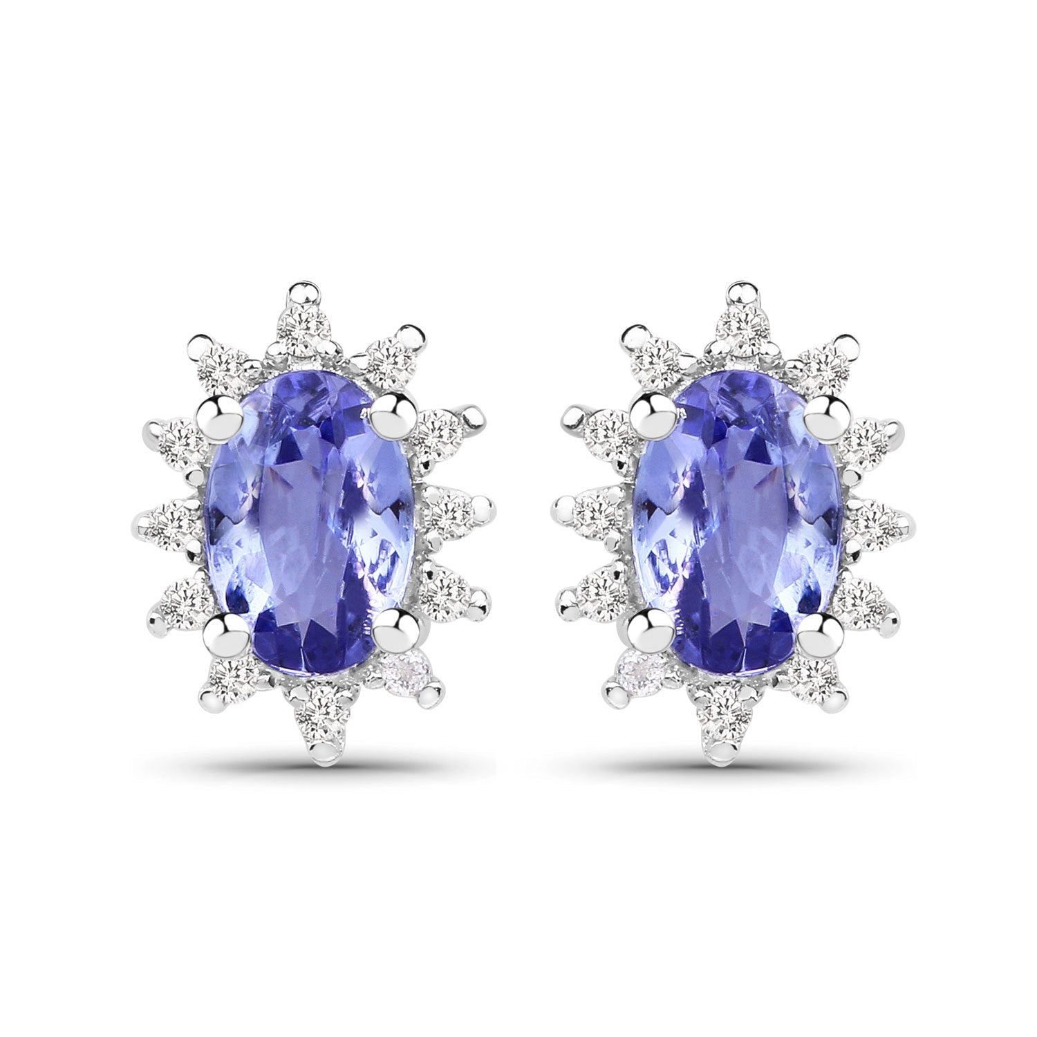 2.00 Carat Genuine Tanzanite and White Topaz .925 Sterling Silver Jewelry Set on sale at MyriadMart