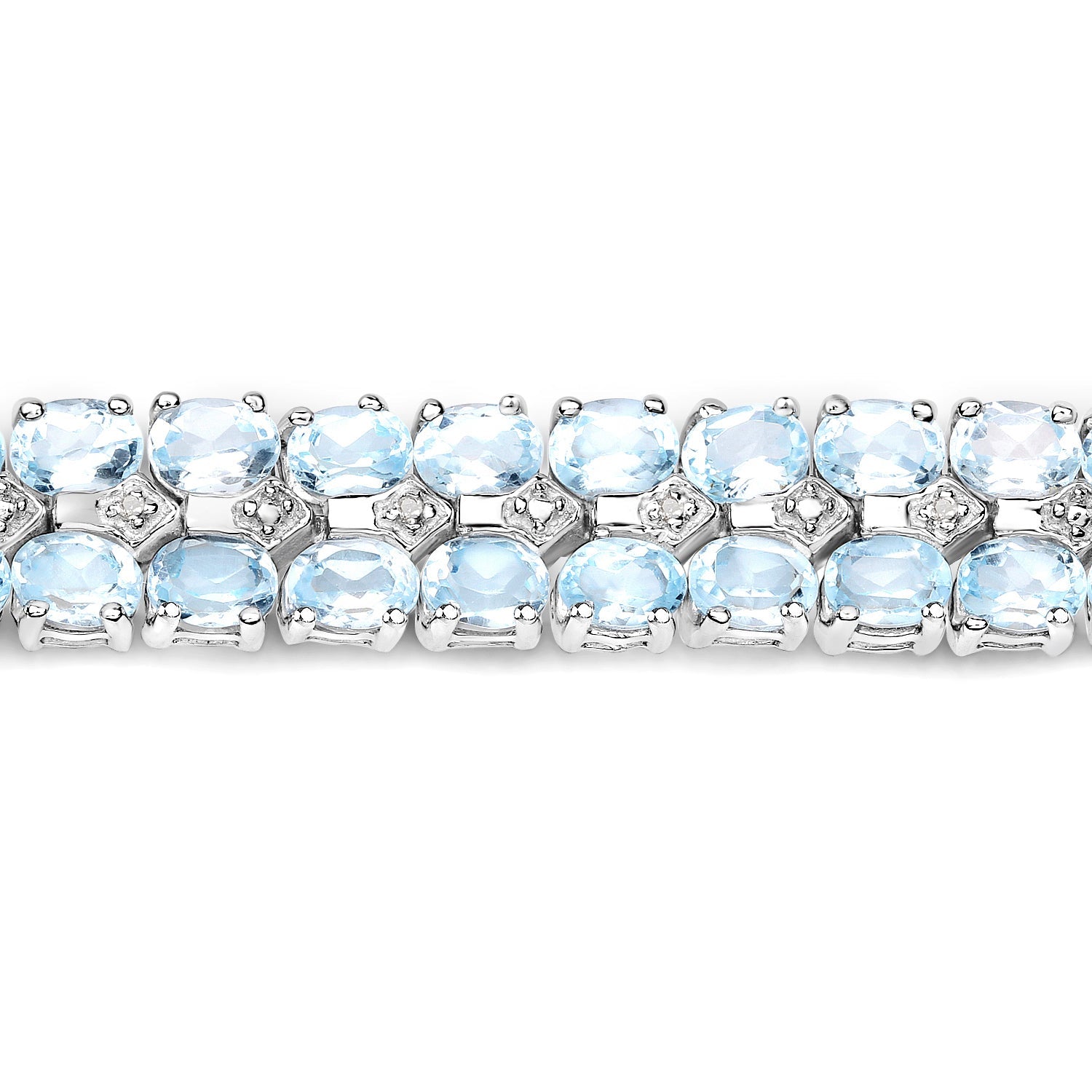 17.22 Carat Genuine Blue Topaz and White Diamond .925 Sterling Silver Bracelet on sale at MyriadMart