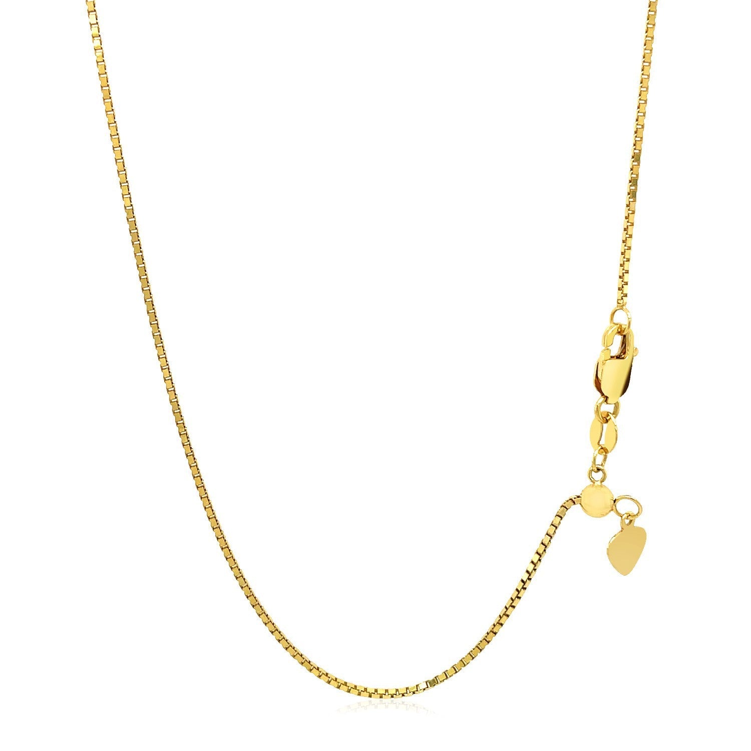 14k Yellow Gold Adjustable Box Chain 1.10 mm on sale at MyriadMart