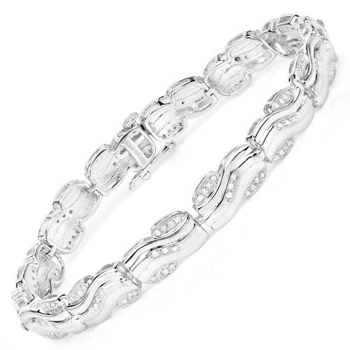 0.84 Carat Genuine White Diamond .925 Sterling Silver Bracelet on sale at MyriadMart