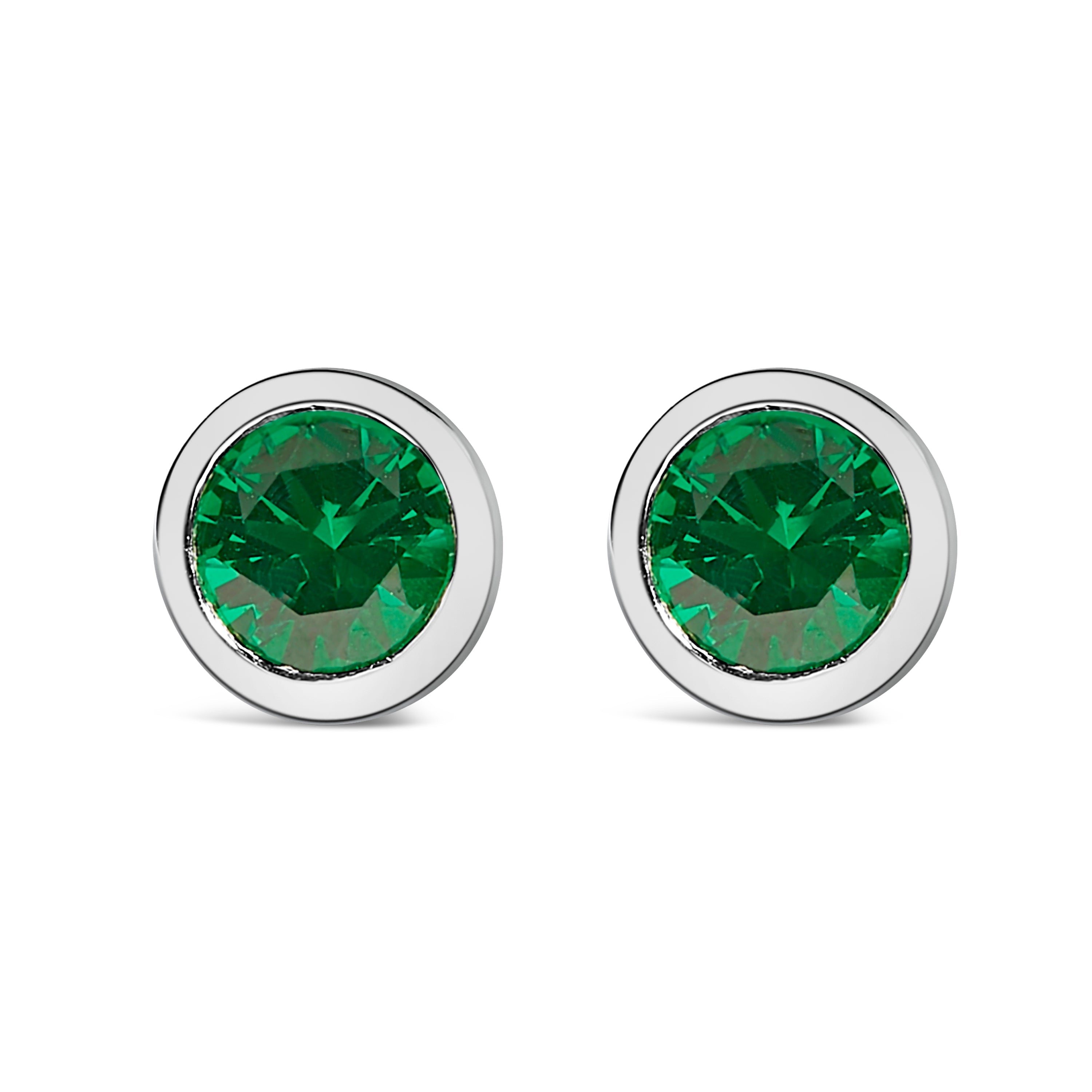 .925 Sterling Silver 6MM Bezel Set Created Purple Amethyst Solitaire Stud Earrings on sale at MyriadMart