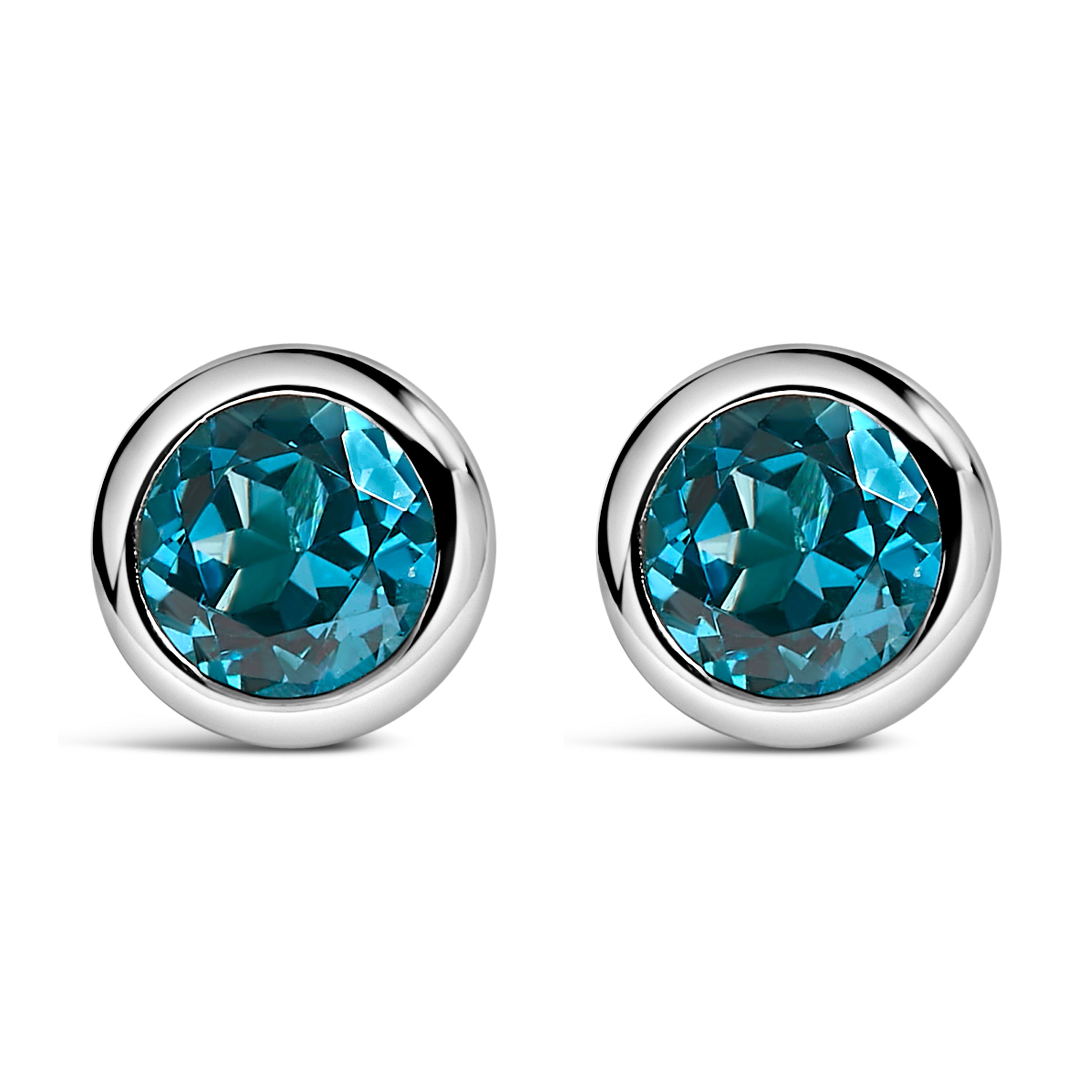 .925 Sterling Silver 6MM Bezel Set Created Purple Amethyst Solitaire Stud Earrings on sale at MyriadMart