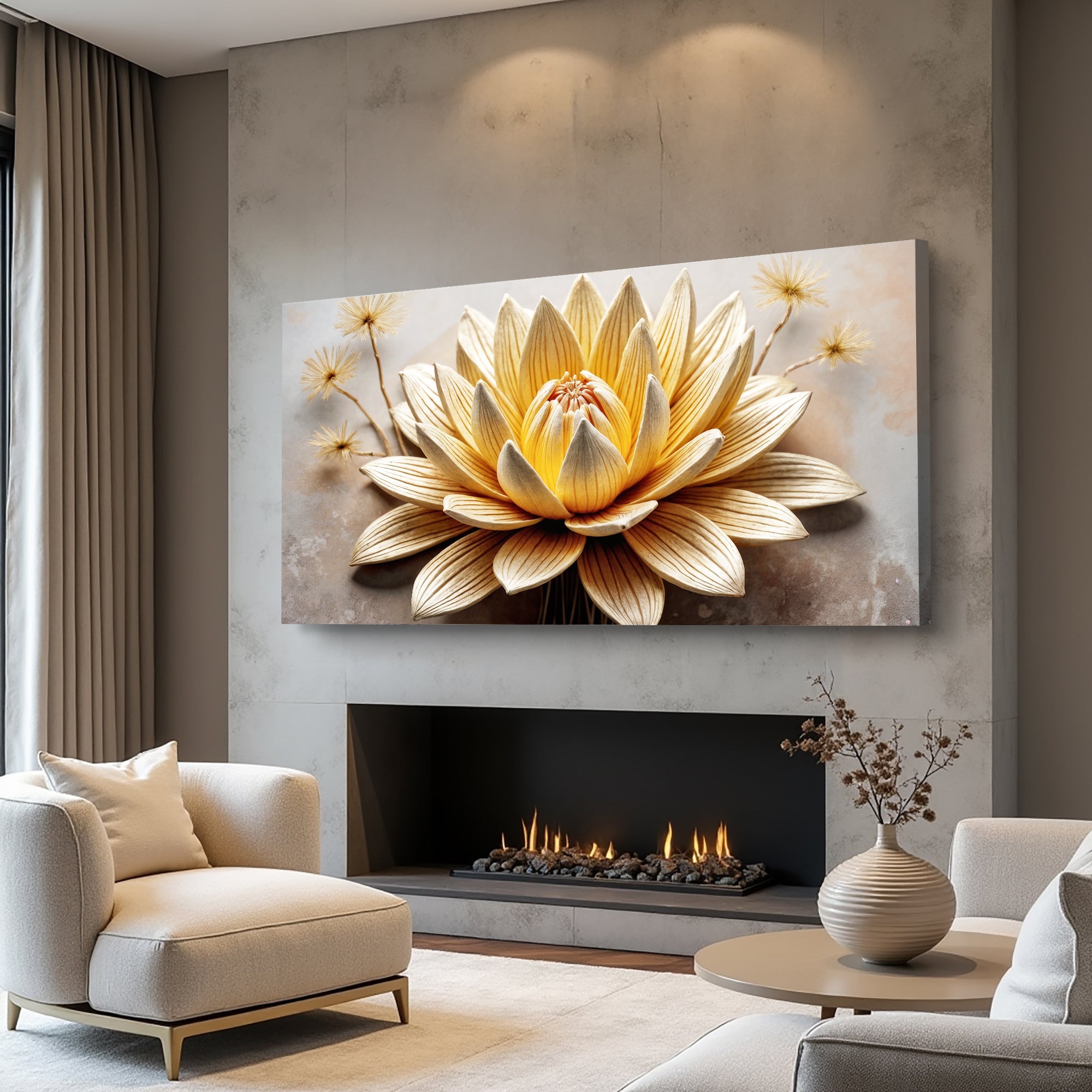 Golden Lotus Minimalist Abstract Wall Art II on sale at MyriadMart