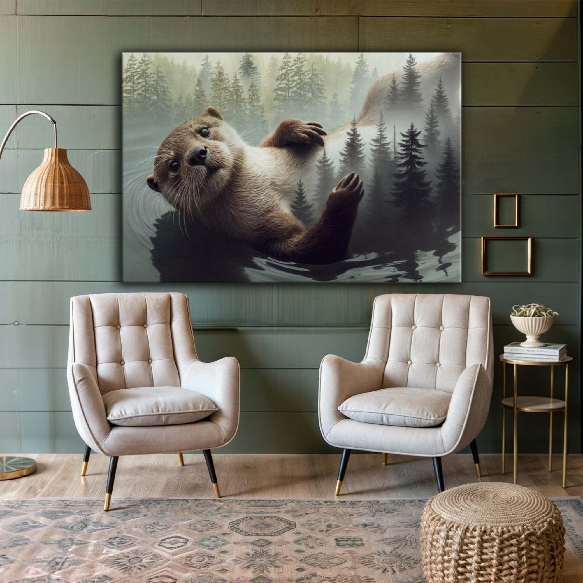 Otter Double Exposure Wall Art on sale at MyriadMart