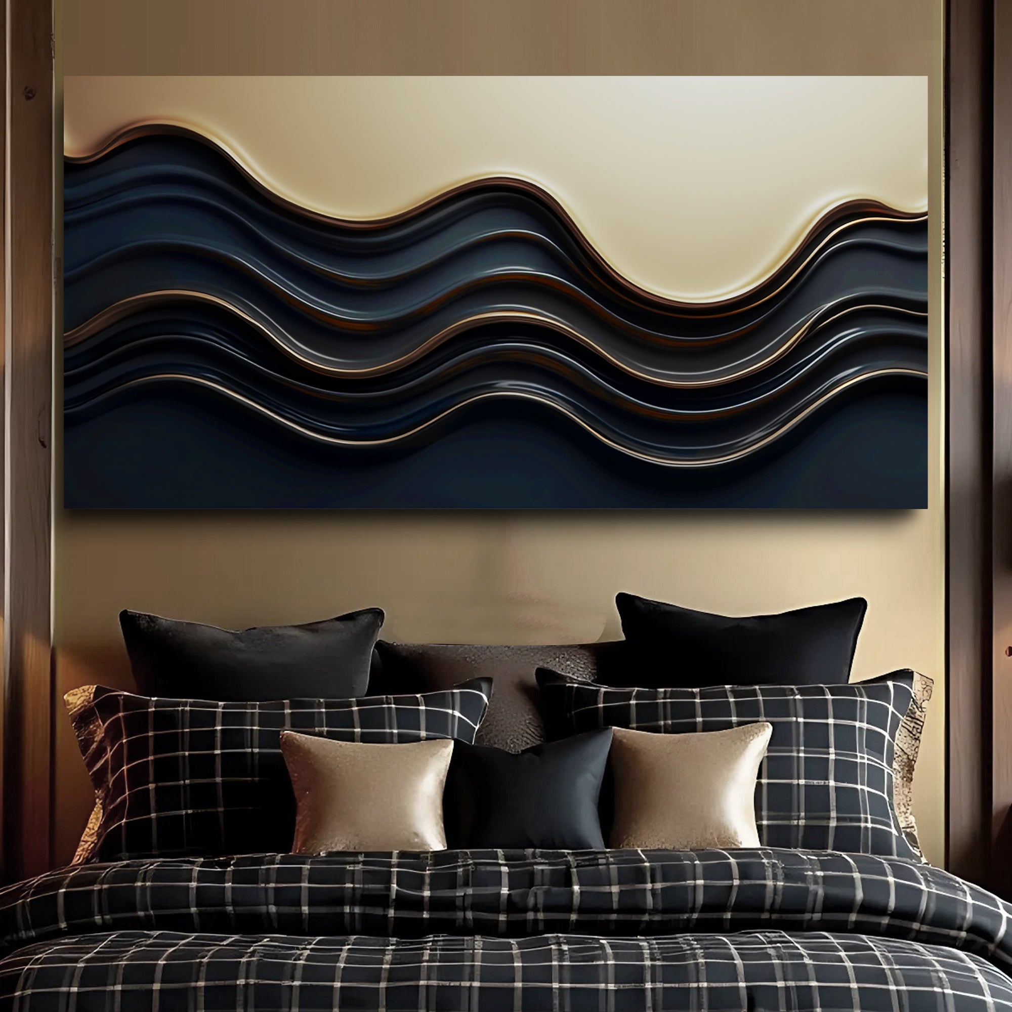 Black and Gold Minimalist Abstract Wall Art III on sale at MyriadMart