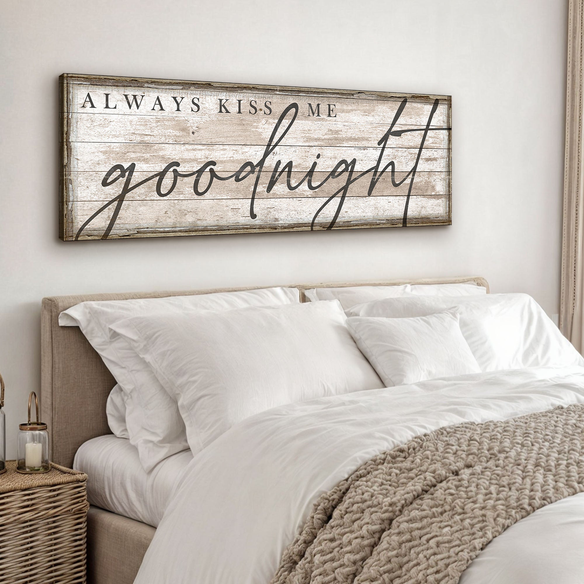 Always Kiss Me Goodnight Bedroom Sign II on sale at MyriadMart