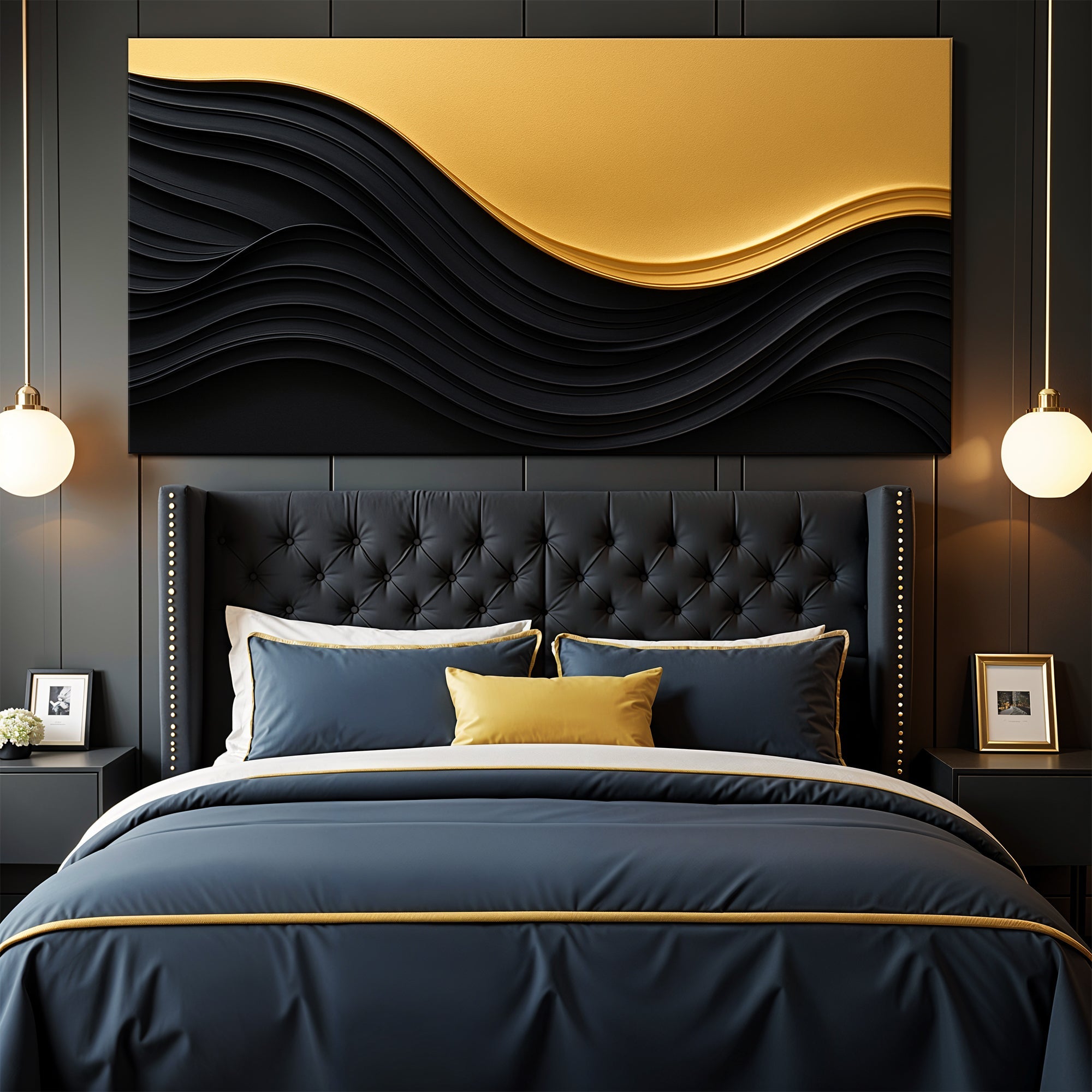 Black And Gold Minimalist Abstract VI on sale at MyriadMart