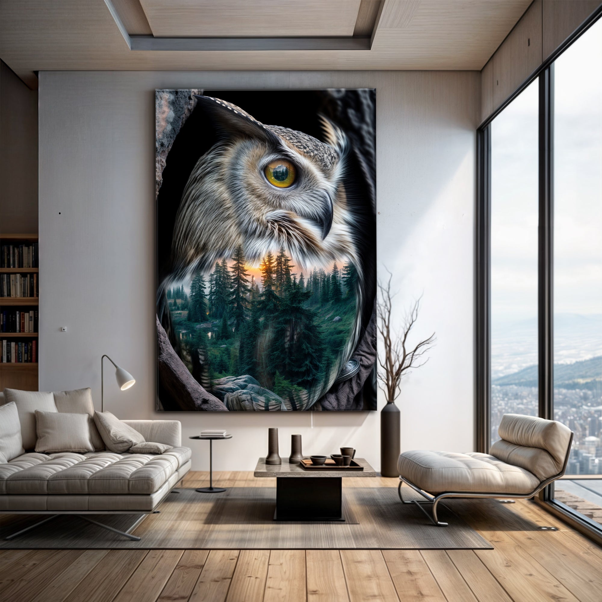 Owl Double Exposure Wall Art on sale at MyriadMart
