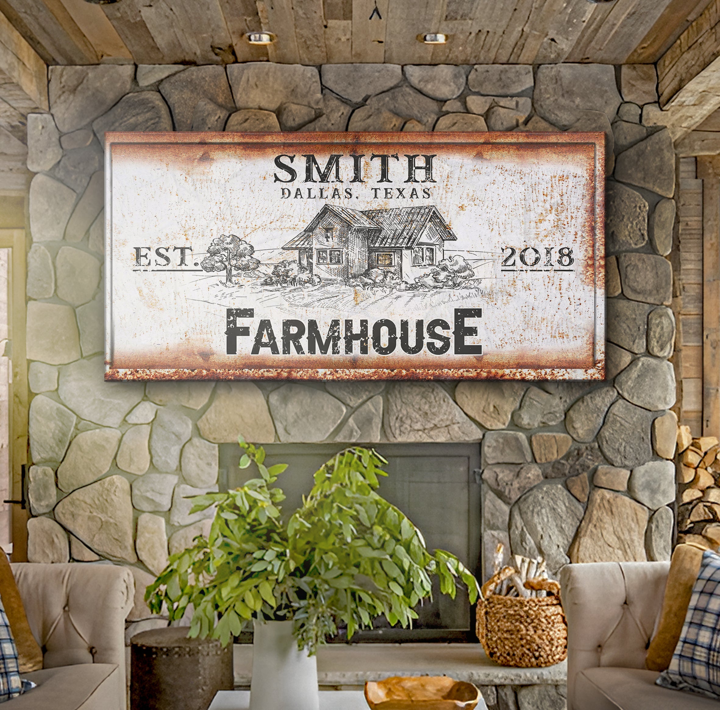 Rustic Farmhouse Personalized Sign III on sale at MyriadMart
