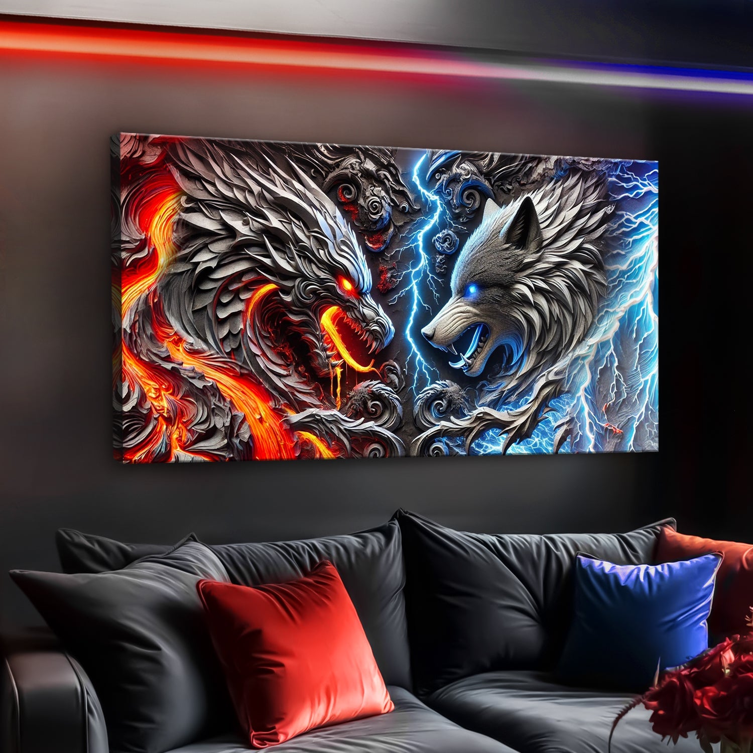 3D Dragon and Wolf Wall Art IV on sale at MyriadMart