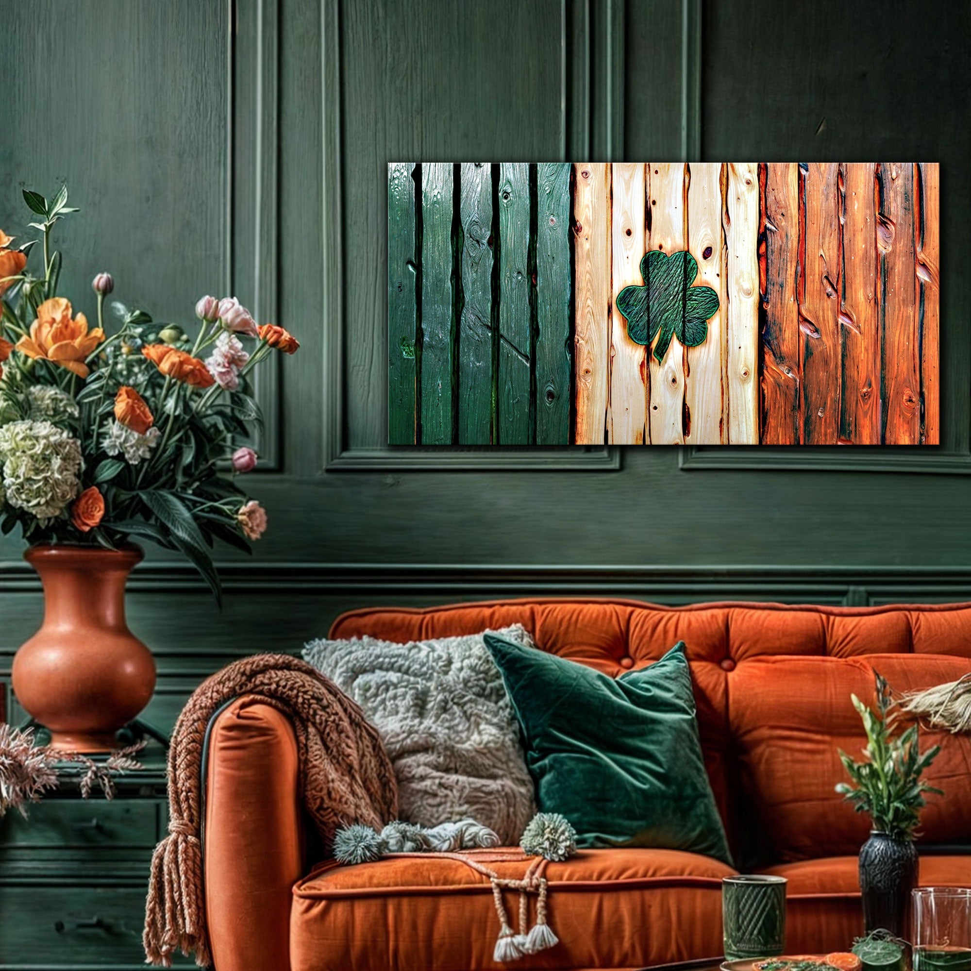 Irish Shamrock Glory Wooden Flag Wall Art on sale at MyriadMart