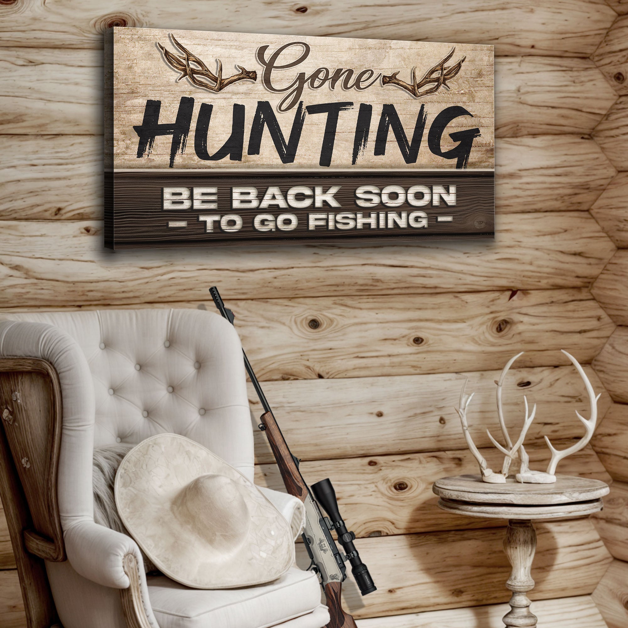 Gone Hunting Sign II on sale at MyriadMart