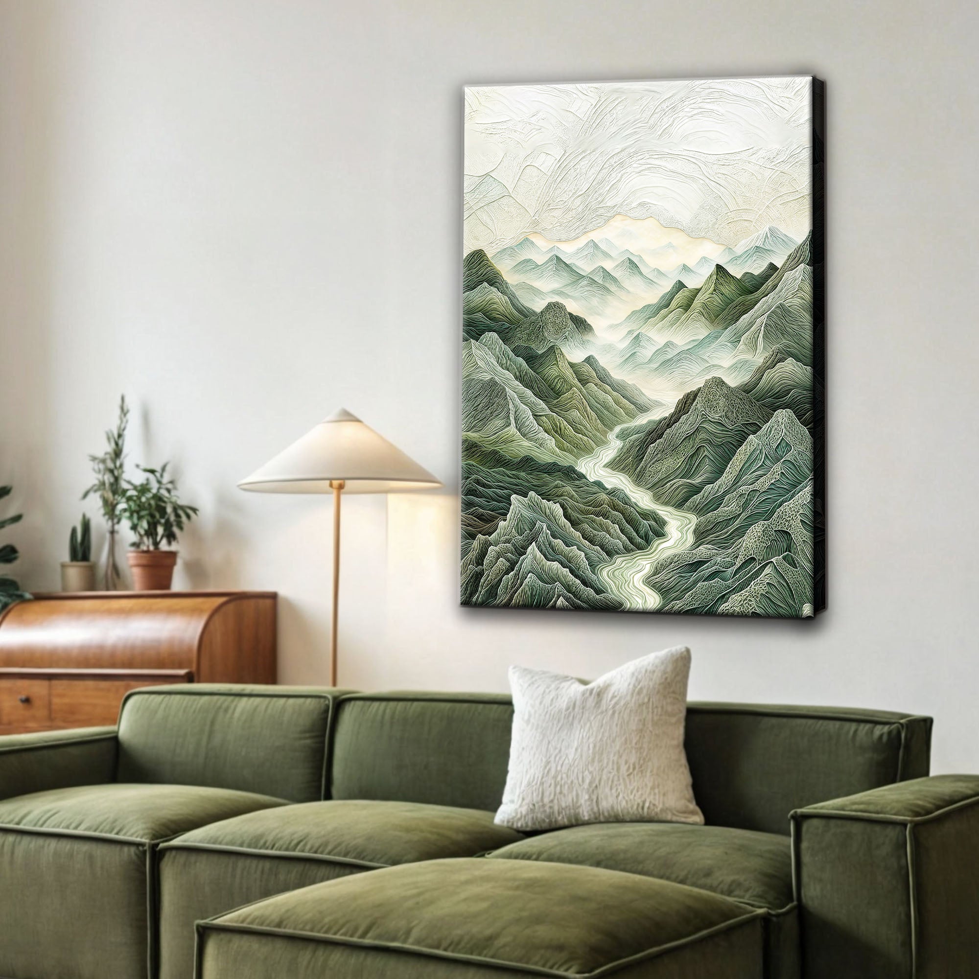 Abstract Mountain and River Landscape Wall Art on sale at MyriadMart