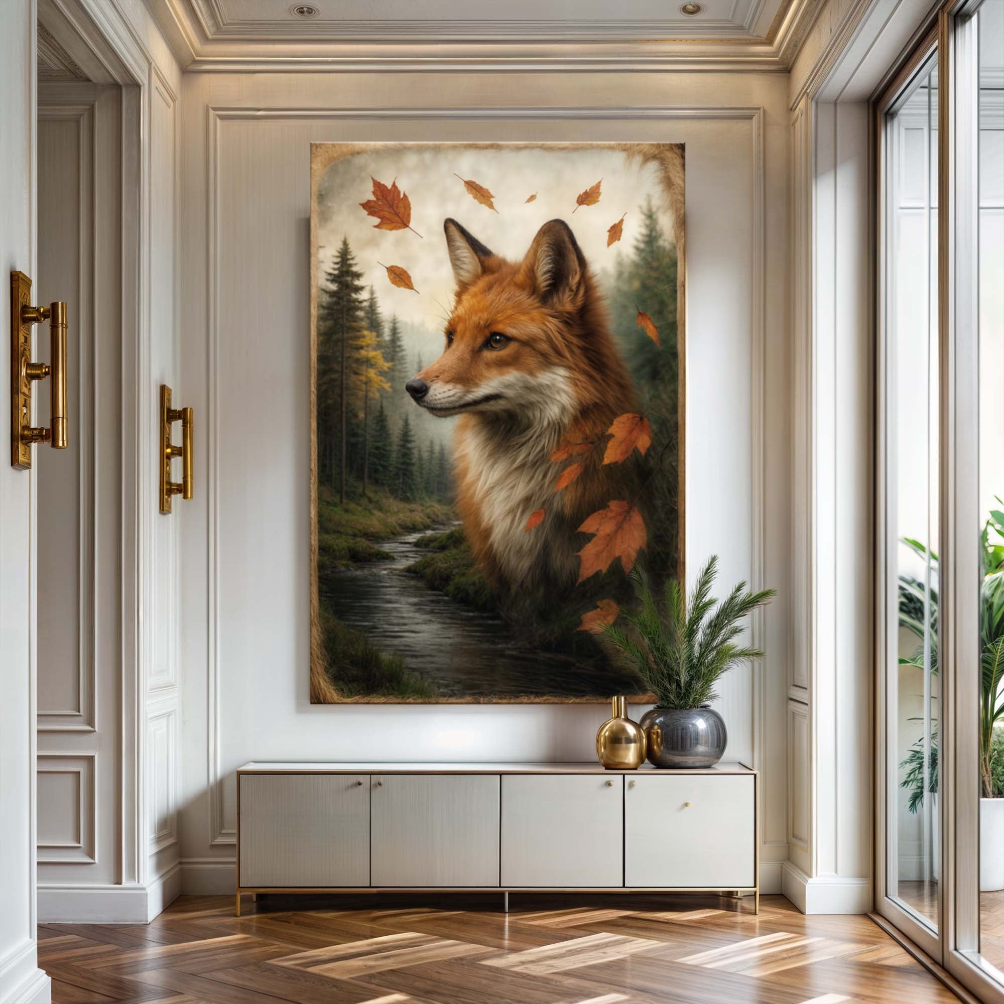 Autumn Fox Double Exposure Wall Art on sale at MyriadMart
