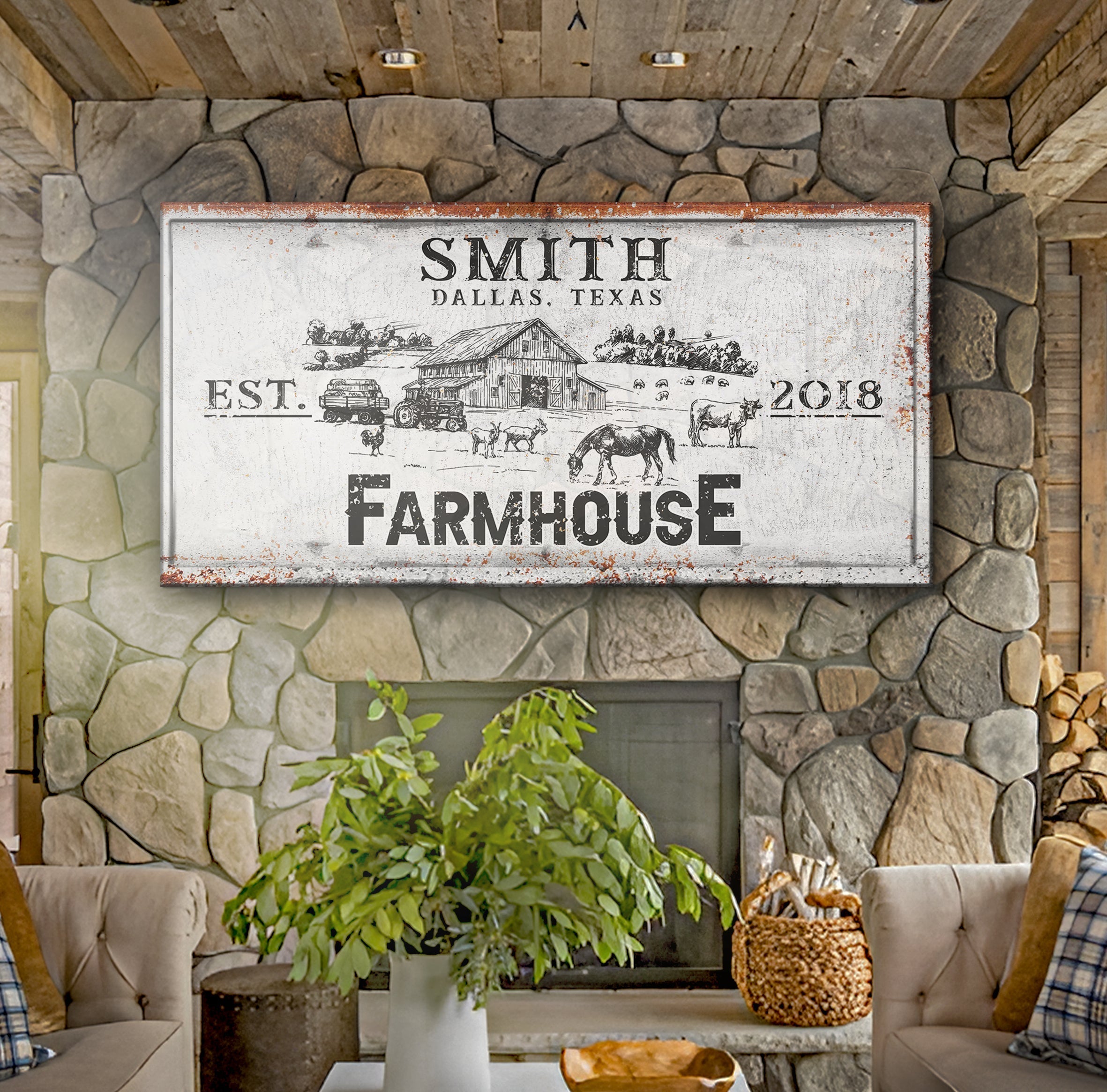 Rustic Farmhouse Personalized Sign II on sale at MyriadMart
