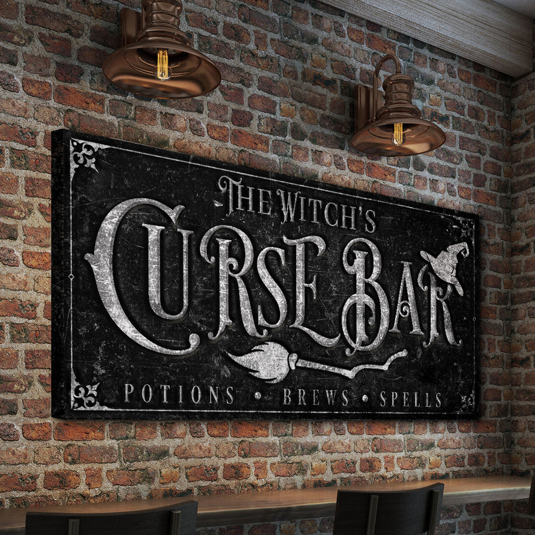 The Witch's Curse Bar Halloween Sign on sale at MyriadMart