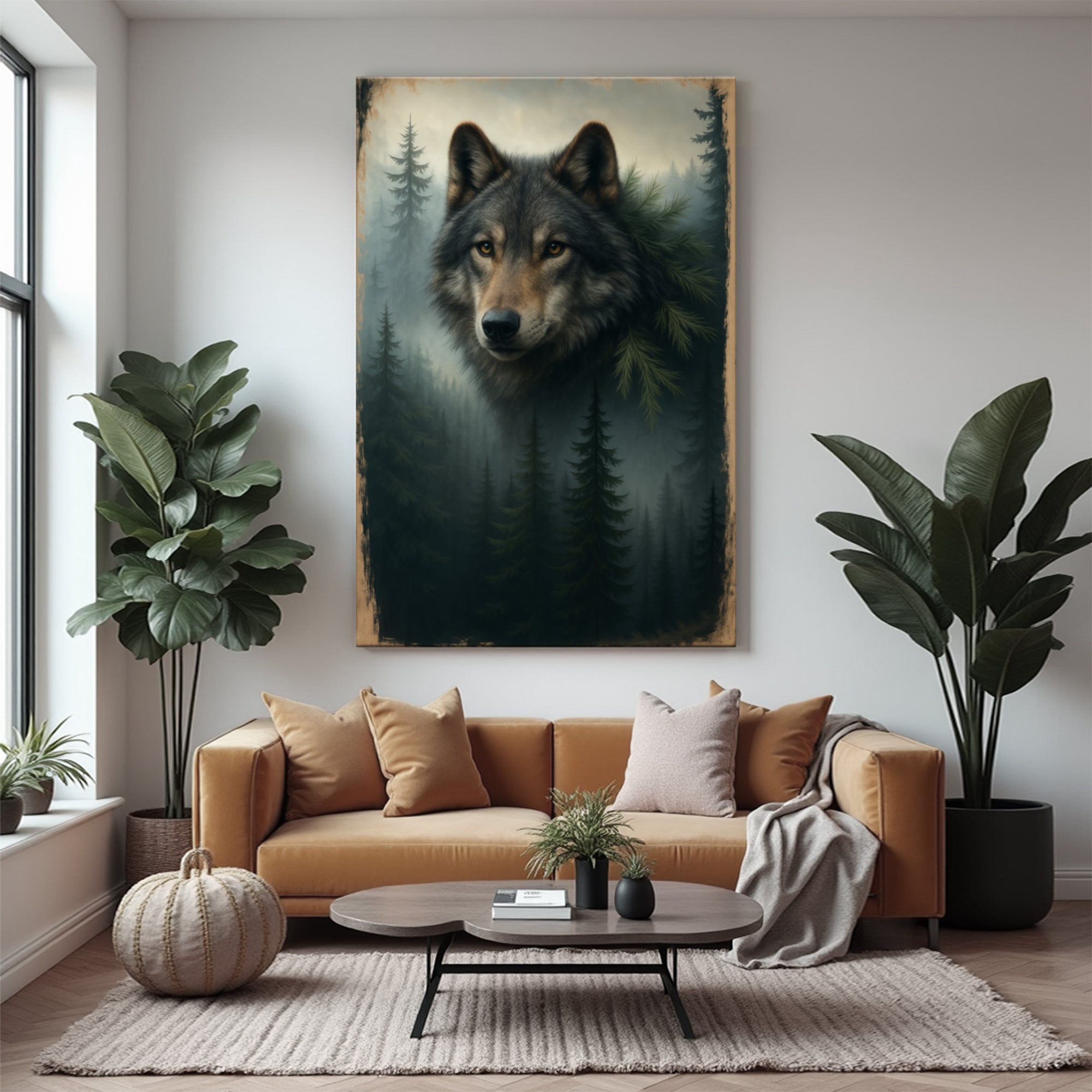 Wolf Double Exposure Wall Art V on sale at MyriadMart