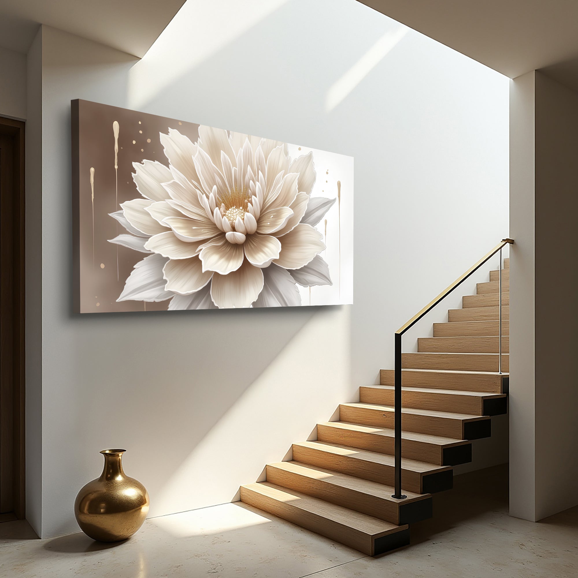 Single Beige Flower Abstract Wall Art on sale at MyriadMart