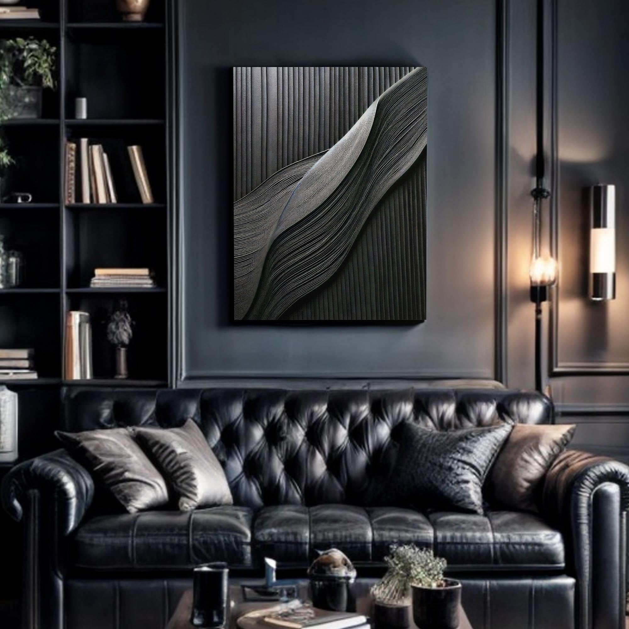 Luxury Black Minimalist Abstract Wall Art on sale at MyriadMart