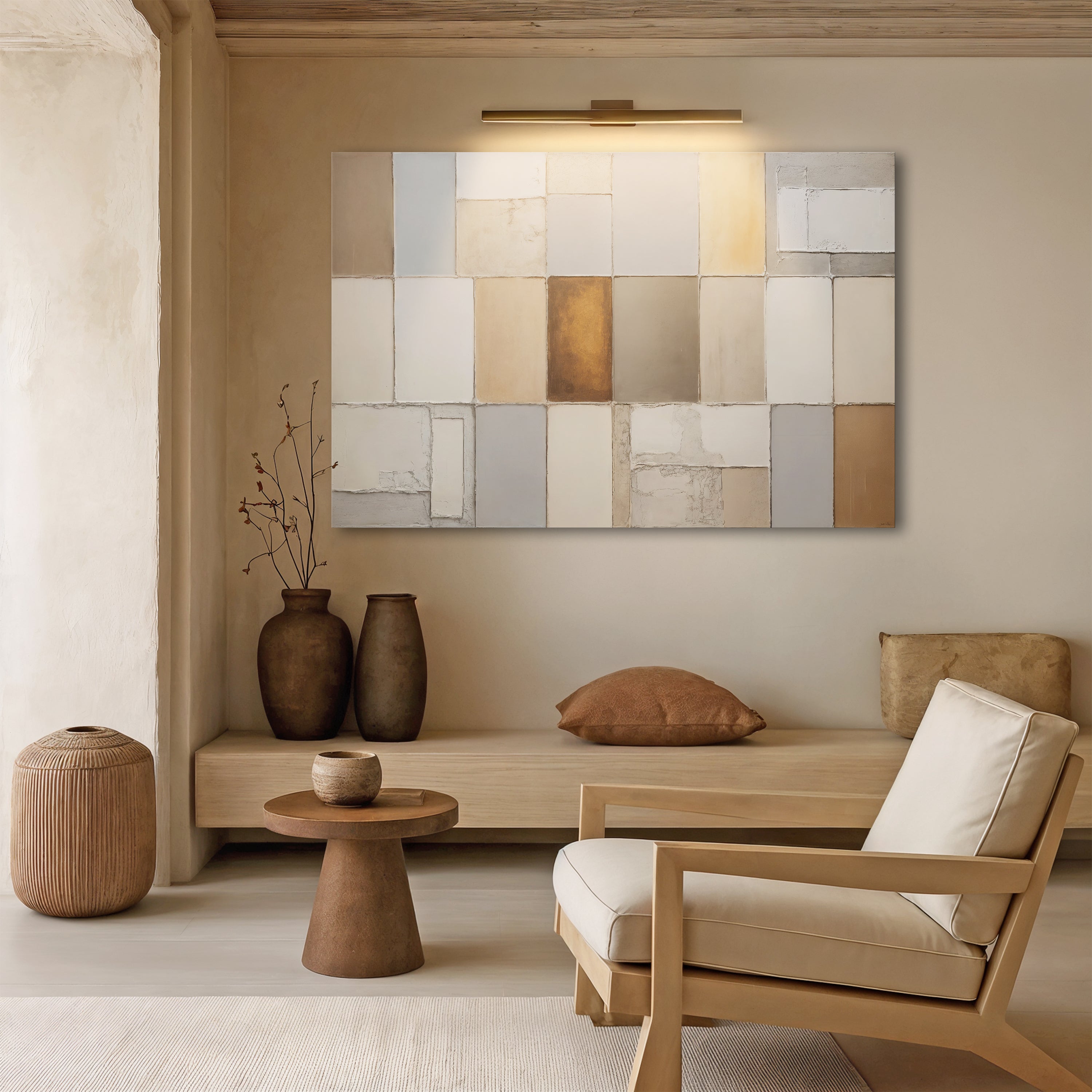 Earth Tones Patchwork Geometric Wall Art on sale at MyriadMart