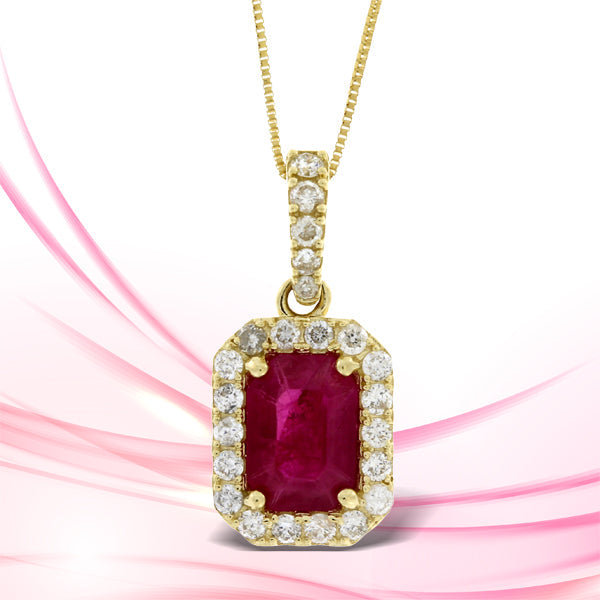 1.25ct Ruby Diamond Fashion Pendants 14KT Yellow Gold on sale at MyriadMart