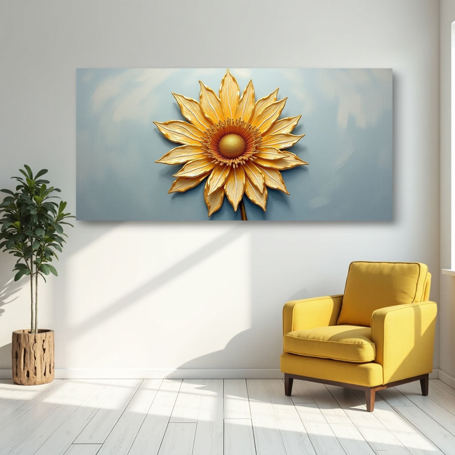 Golden Dandelion Minimalist Abstract Wall Art II on sale at MyriadMart