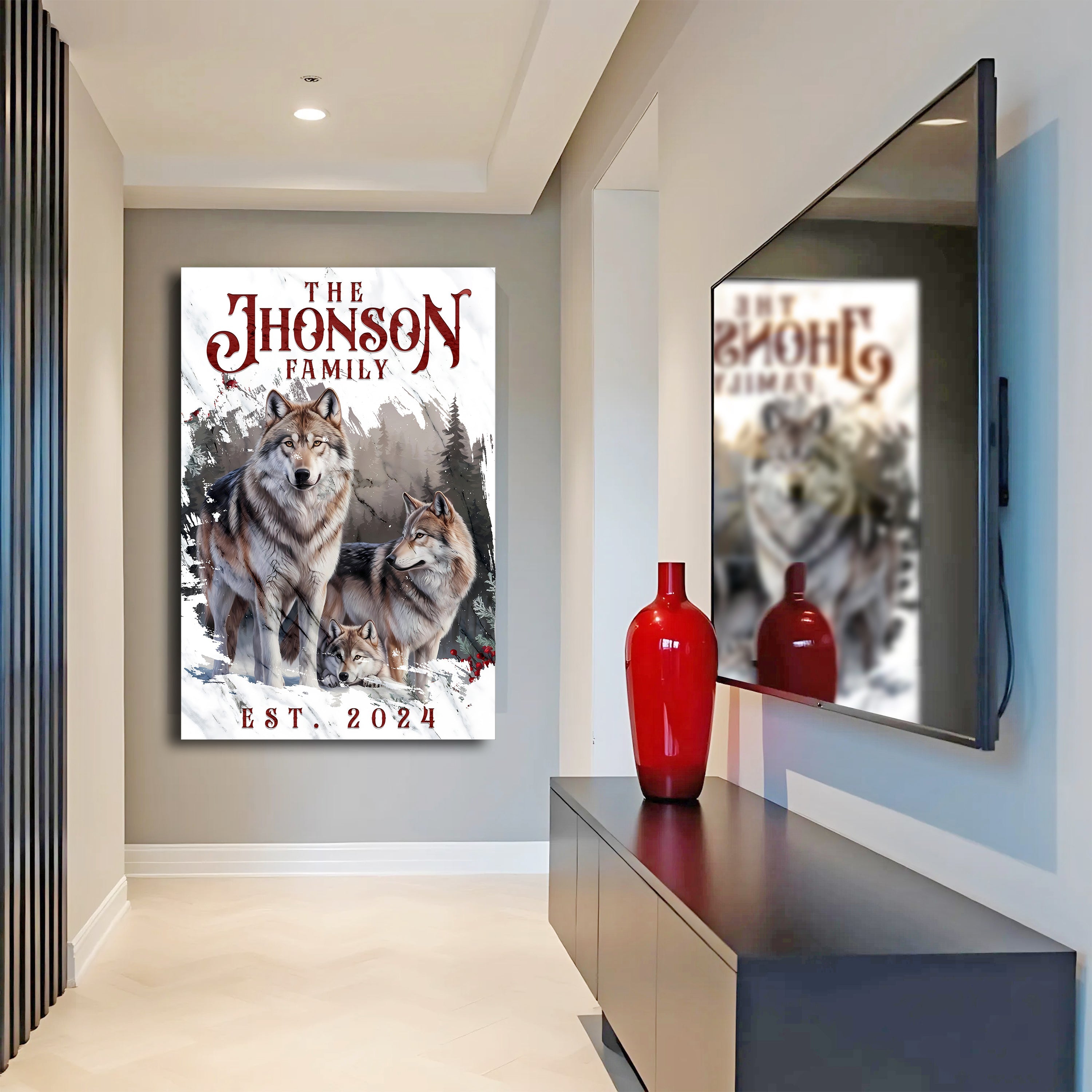 Personalized Wolf Family Wall Art on sale at MyriadMart