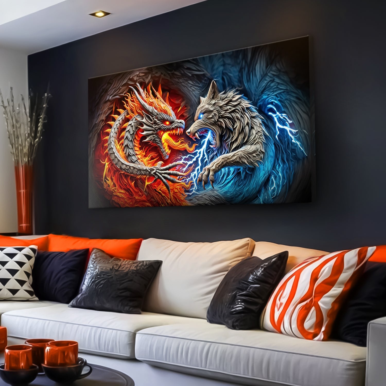 3D Dragon and Wolf Wall Art II on sale at MyriadMart