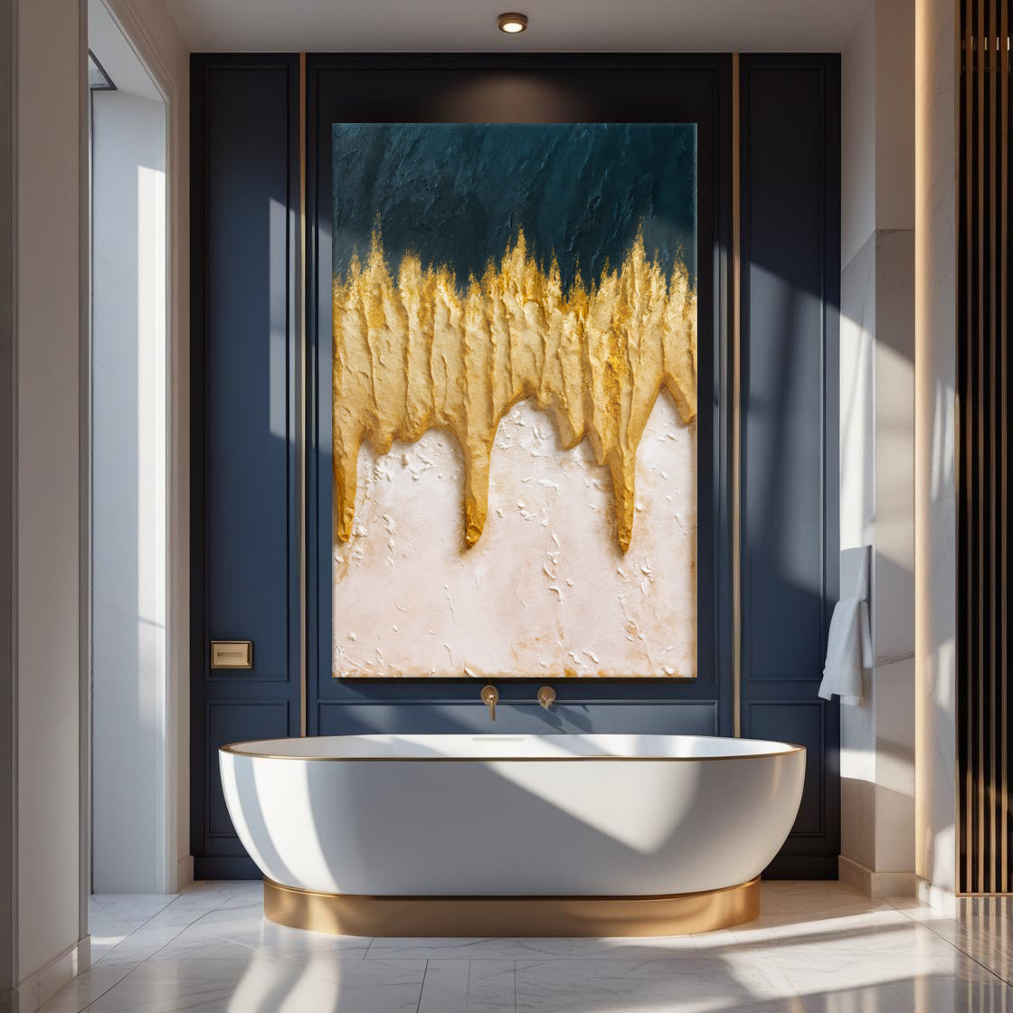 Abstract Blue And Gold Wall Art on sale at MyriadMart