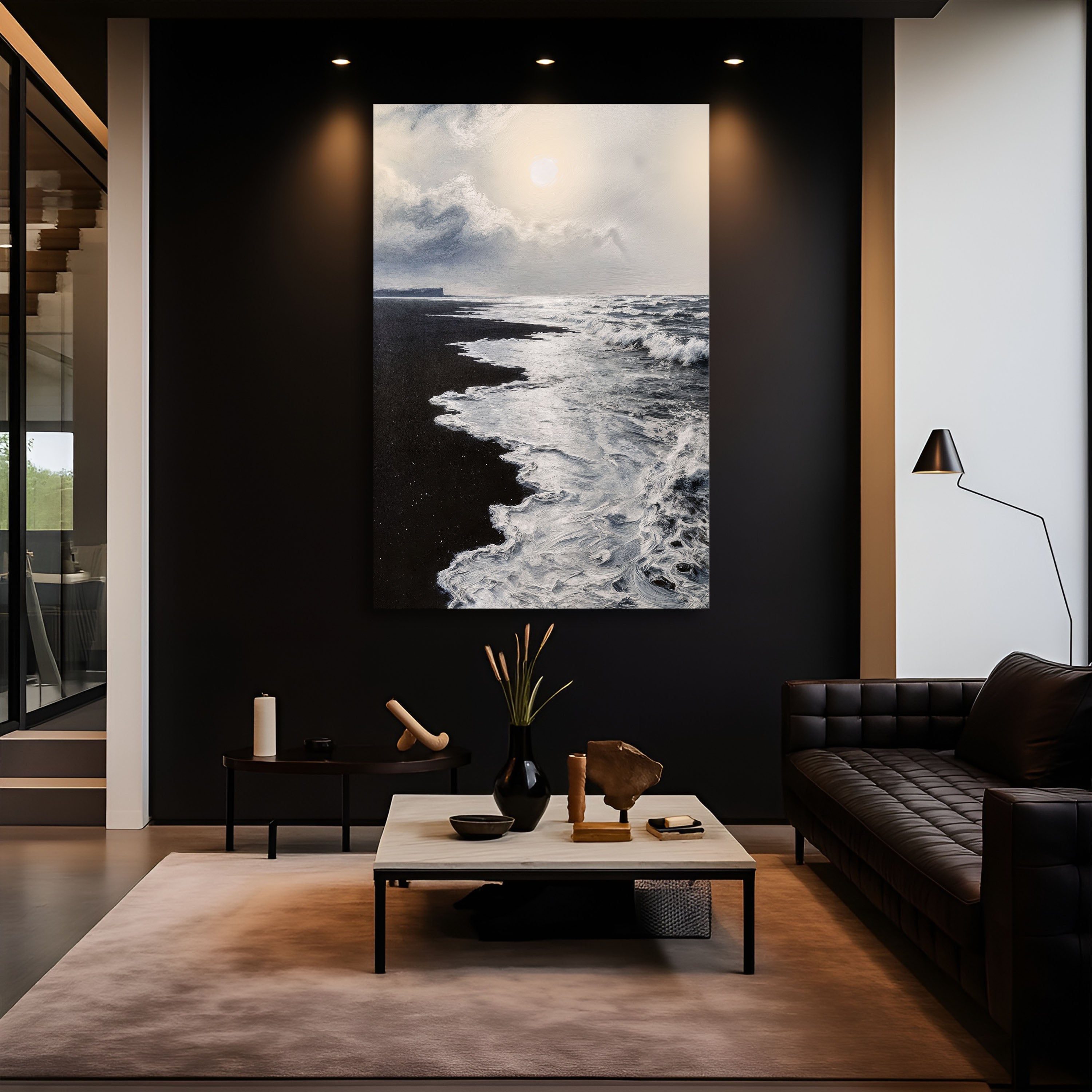 Black & White Waves Abstract Wall Art on sale at MyriadMart