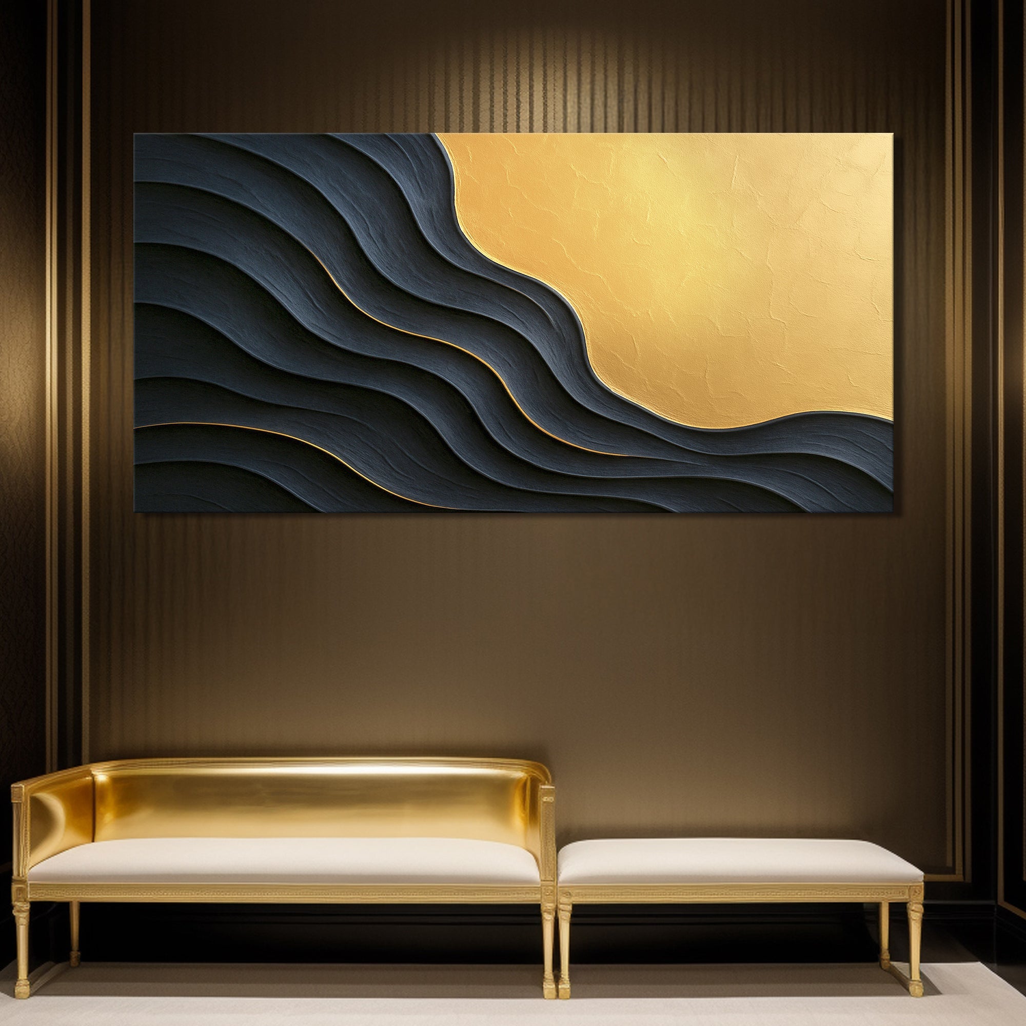 Black And Gold Minimalist Abstract XII on sale at MyriadMart