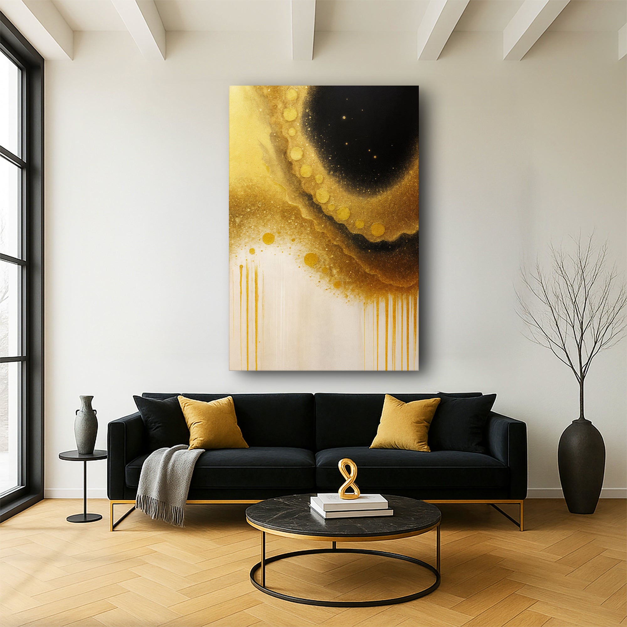 Minimalist Black and Gold Wall Art on sale at MyriadMart