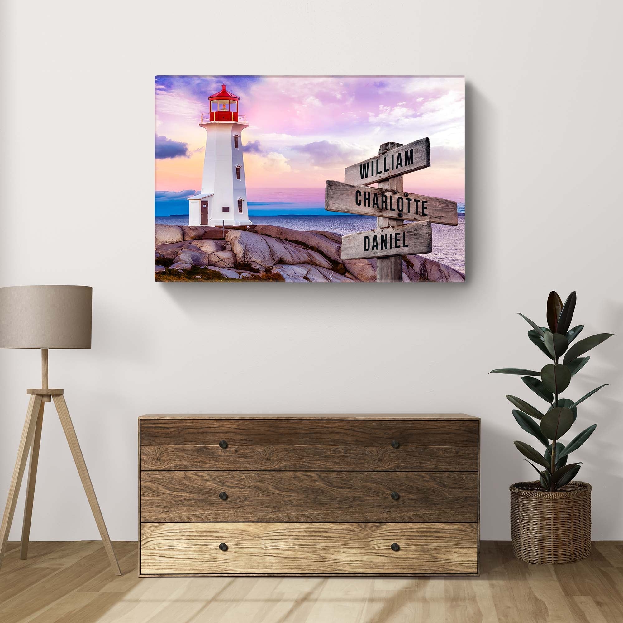 Lighthouse Family Names Sign on sale at MyriadMart