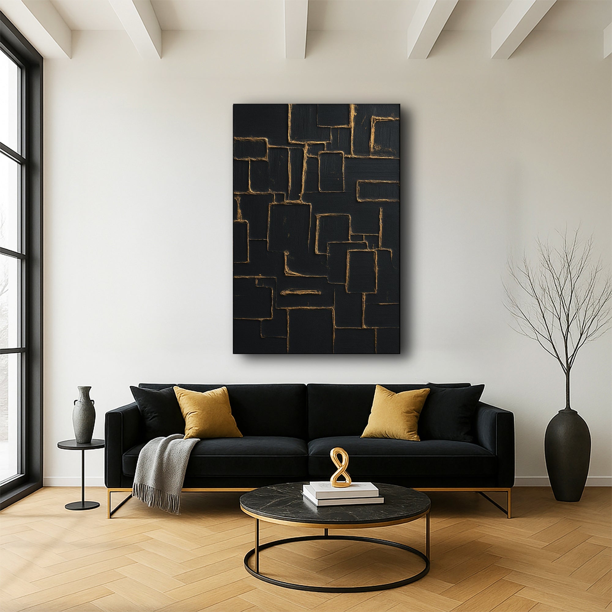 Contemporary Black and Gold Wall Art on sale at MyriadMart