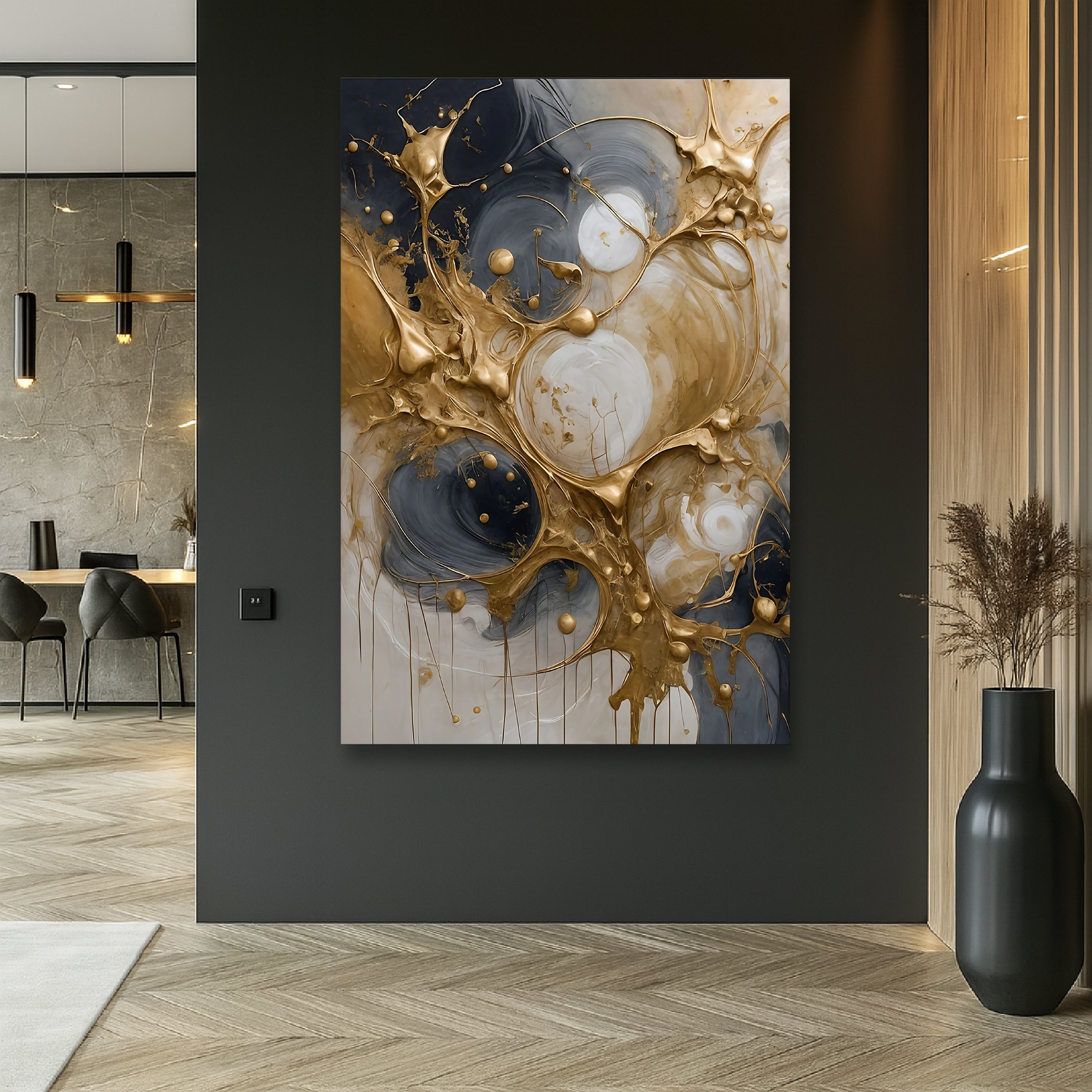 Black and Gold Splash Wall Art on sale at MyriadMart