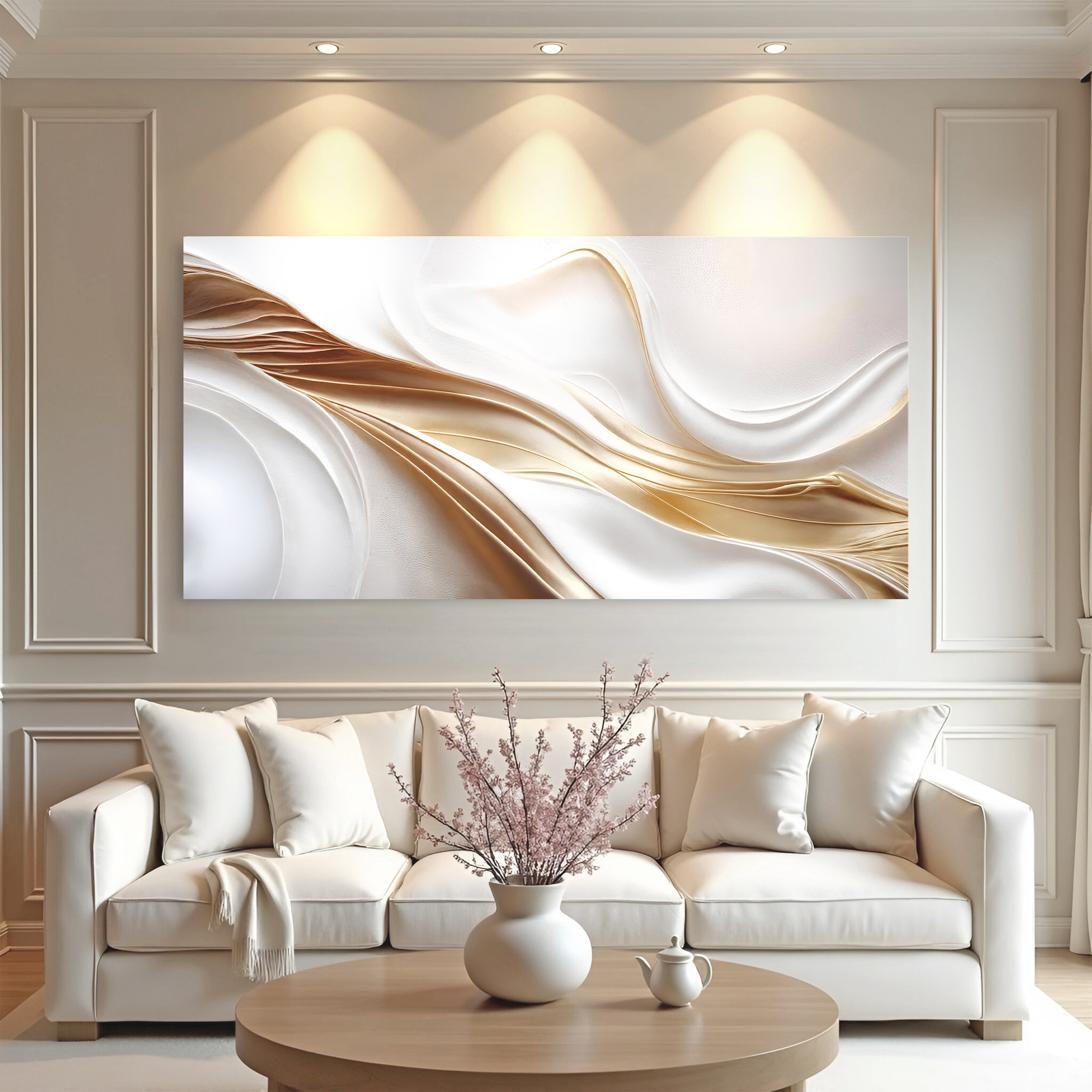 White and Gold Abstract Wall Art on sale at MyriadMart