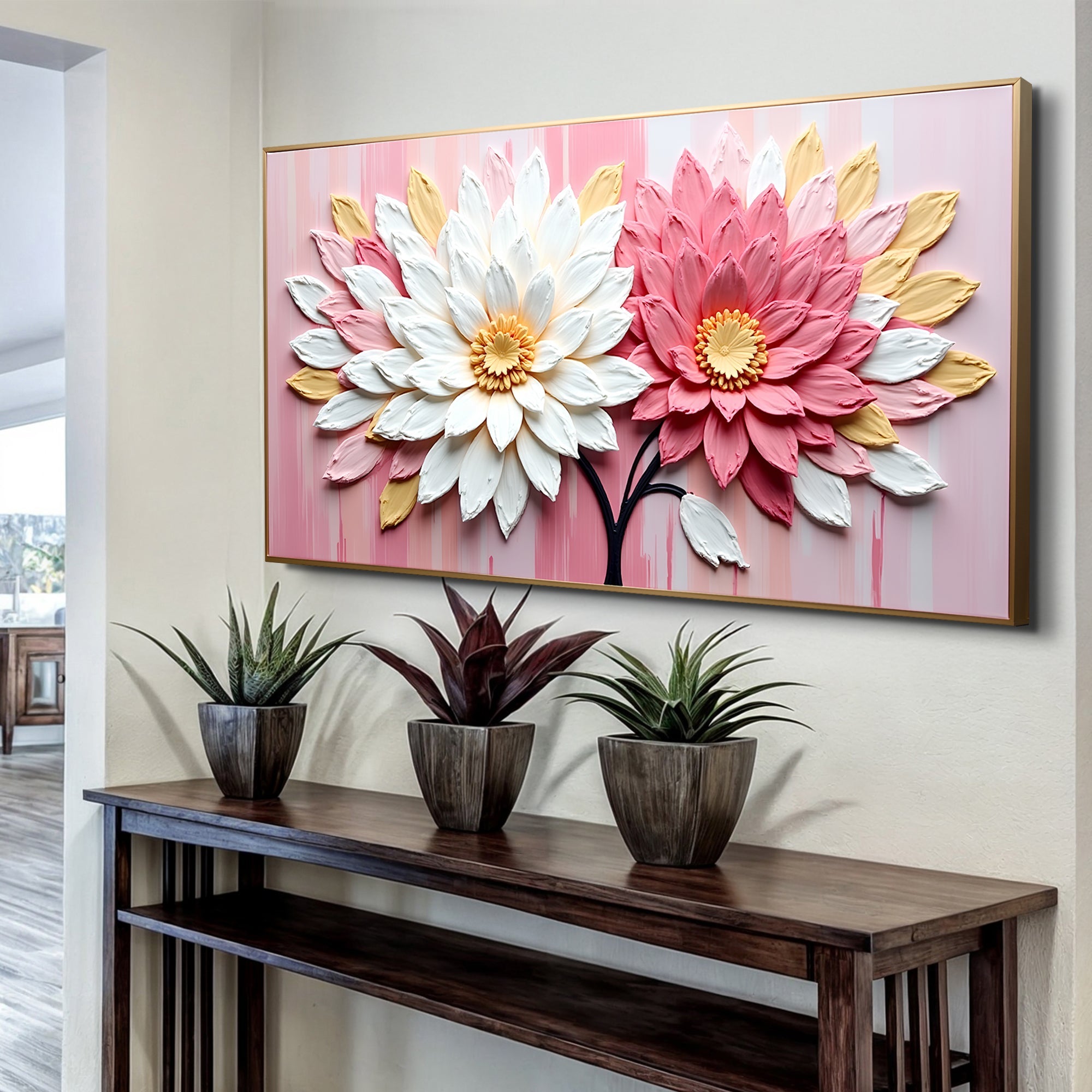 Blushing Blooms Pink Impasto Wall Art on sale at MyriadMart