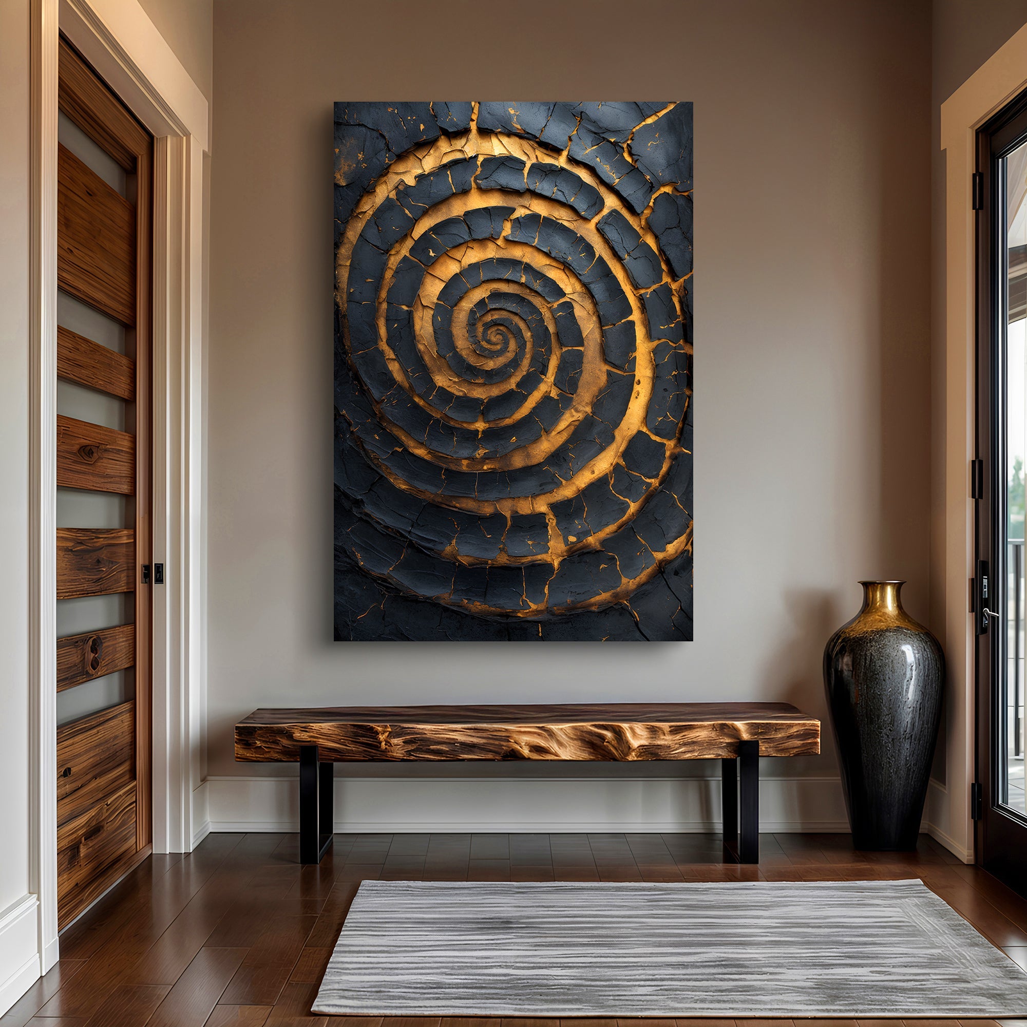 Black and Gold Spiral Wall Art on sale at MyriadMart