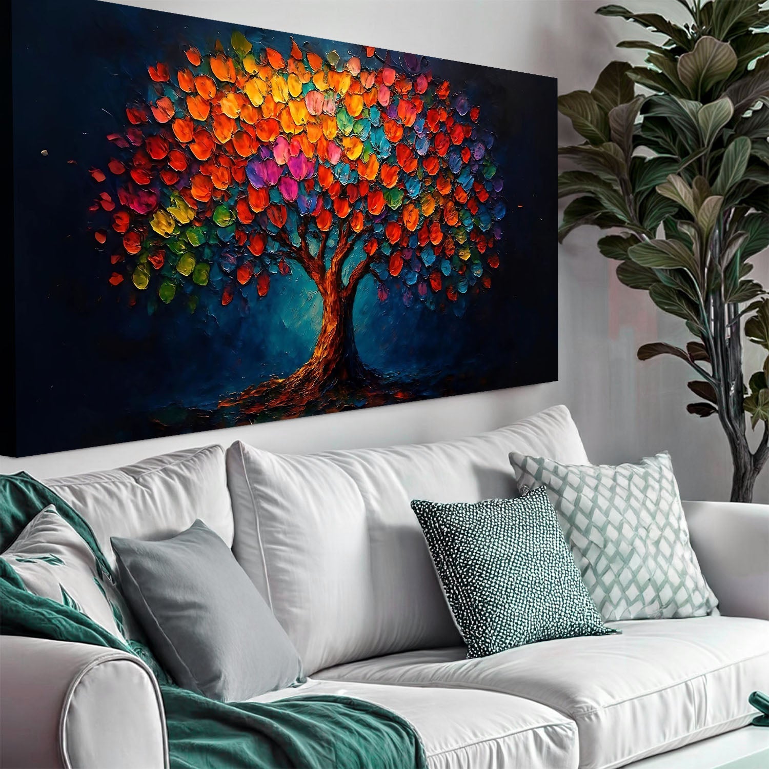 Rainbow Bloom Impasto Wall Art on sale at MyriadMart