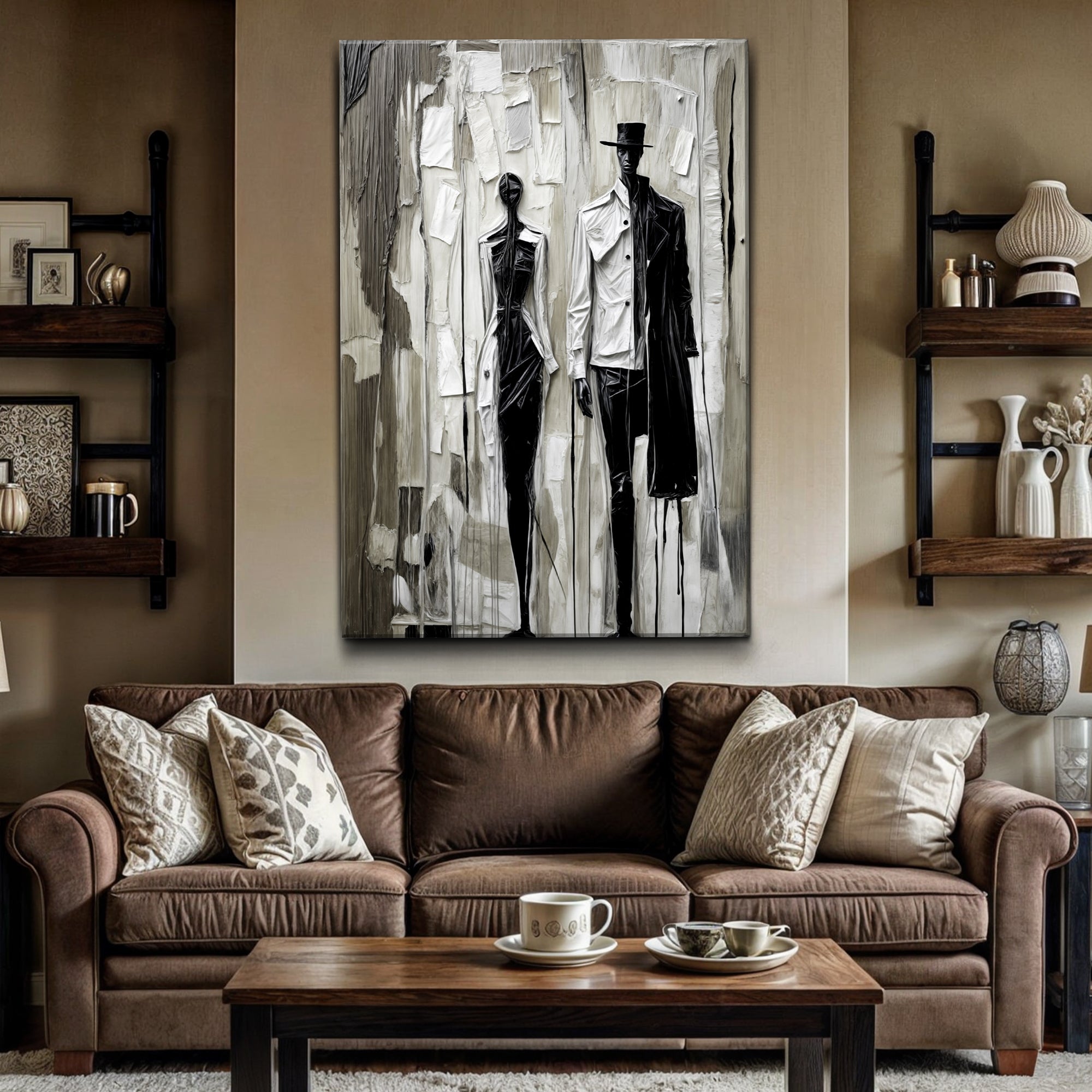 Beige & Black Minimalist Wall Art on sale at MyriadMart
