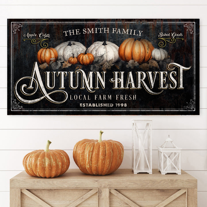 Family Autumn Harvest Thanksgiving Sign on sale at MyriadMart