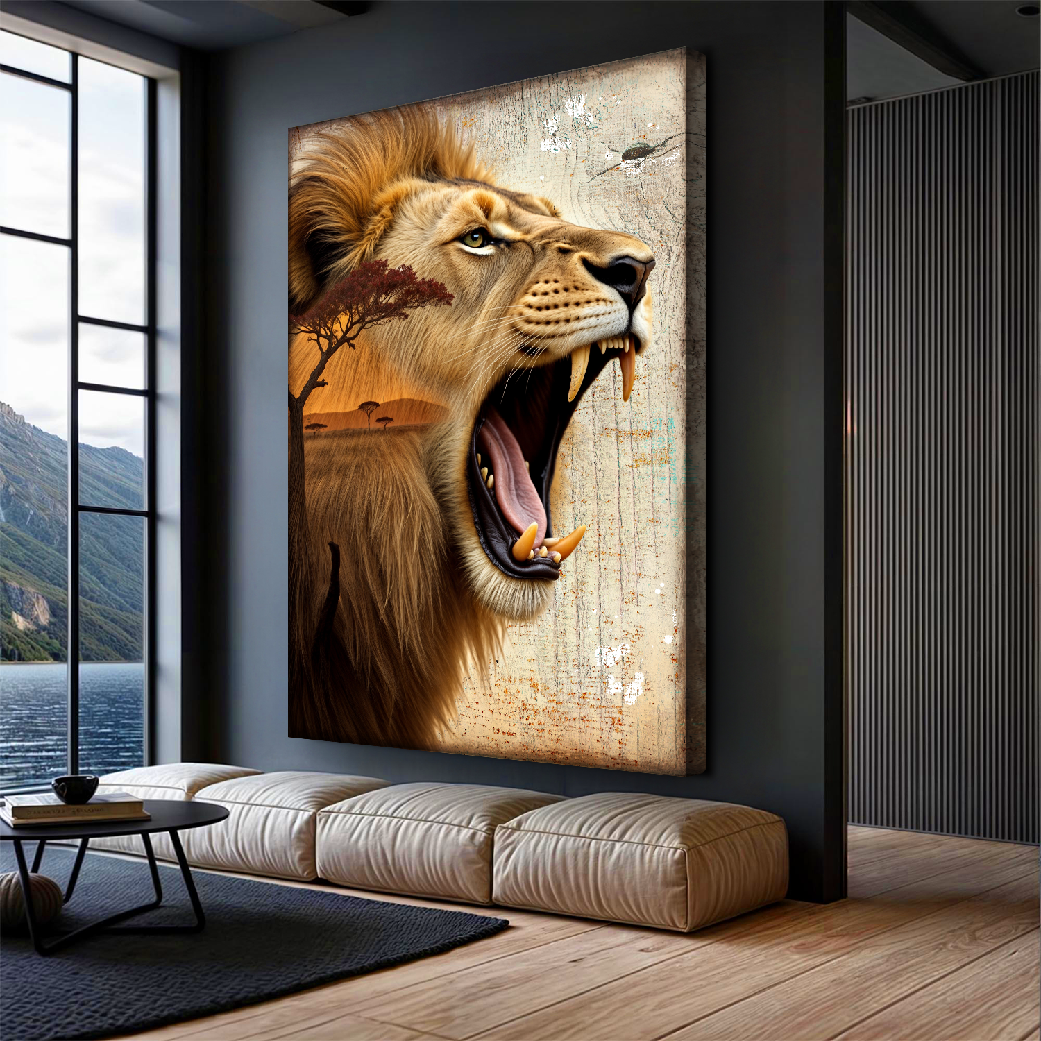 Lion Double Exposure Wall Art on sale at MyriadMart