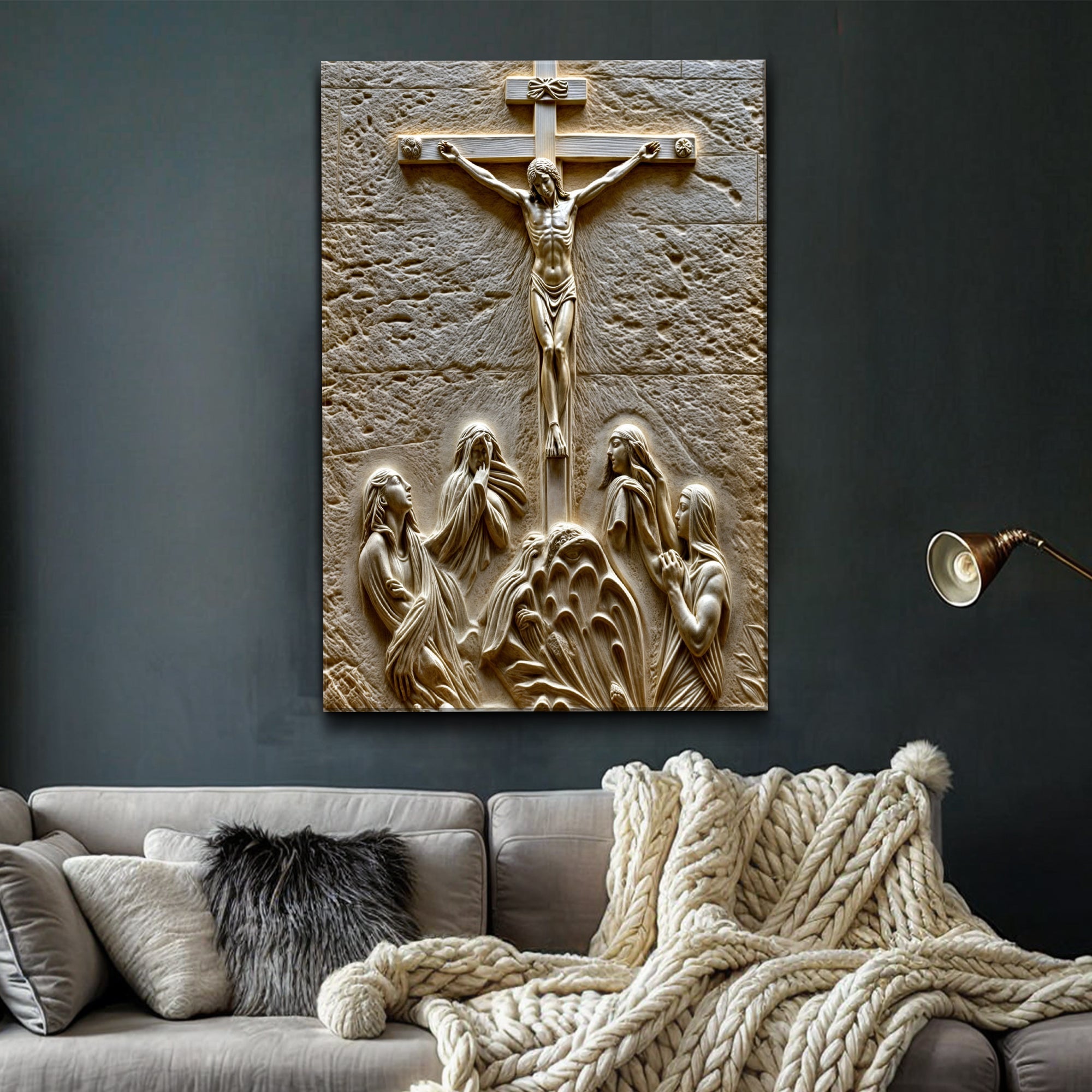 Three Cross Calvary Hill Wall Art on sale at MyriadMart