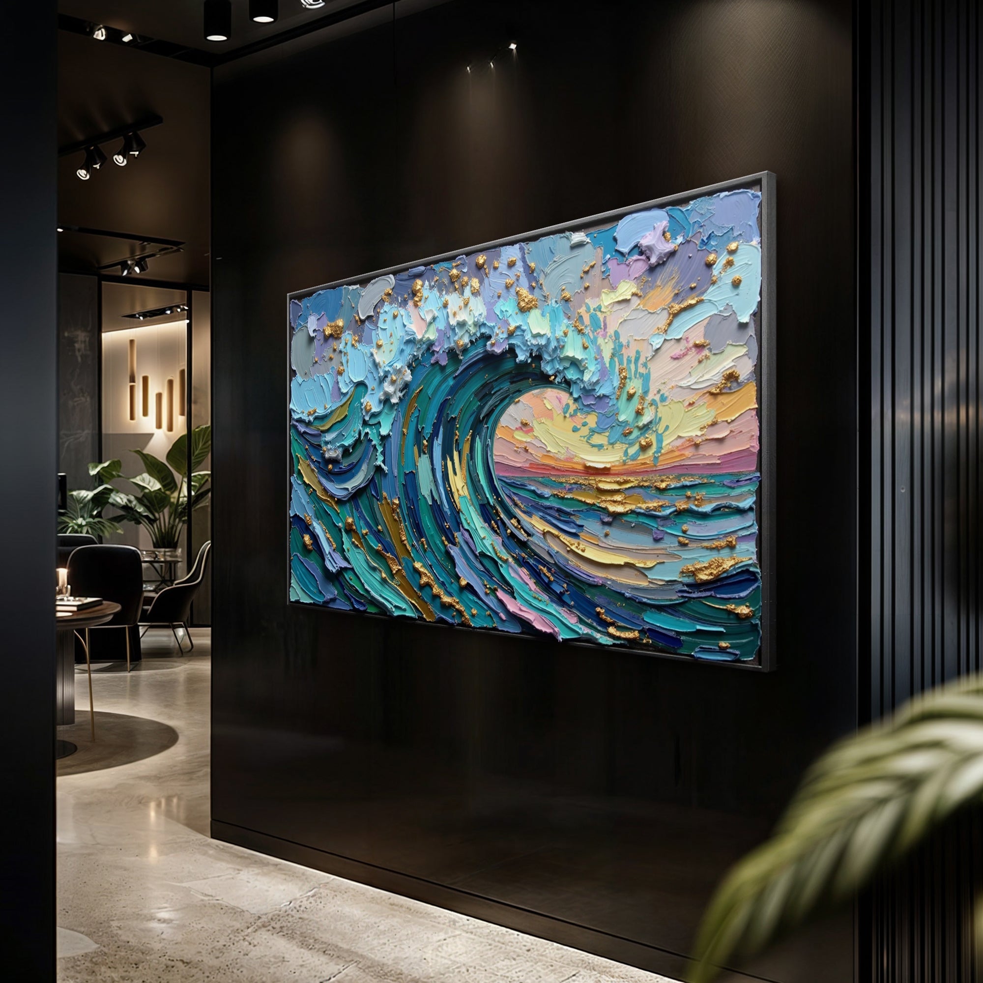 Golden Tide Impasto Wall Art on sale at MyriadMart